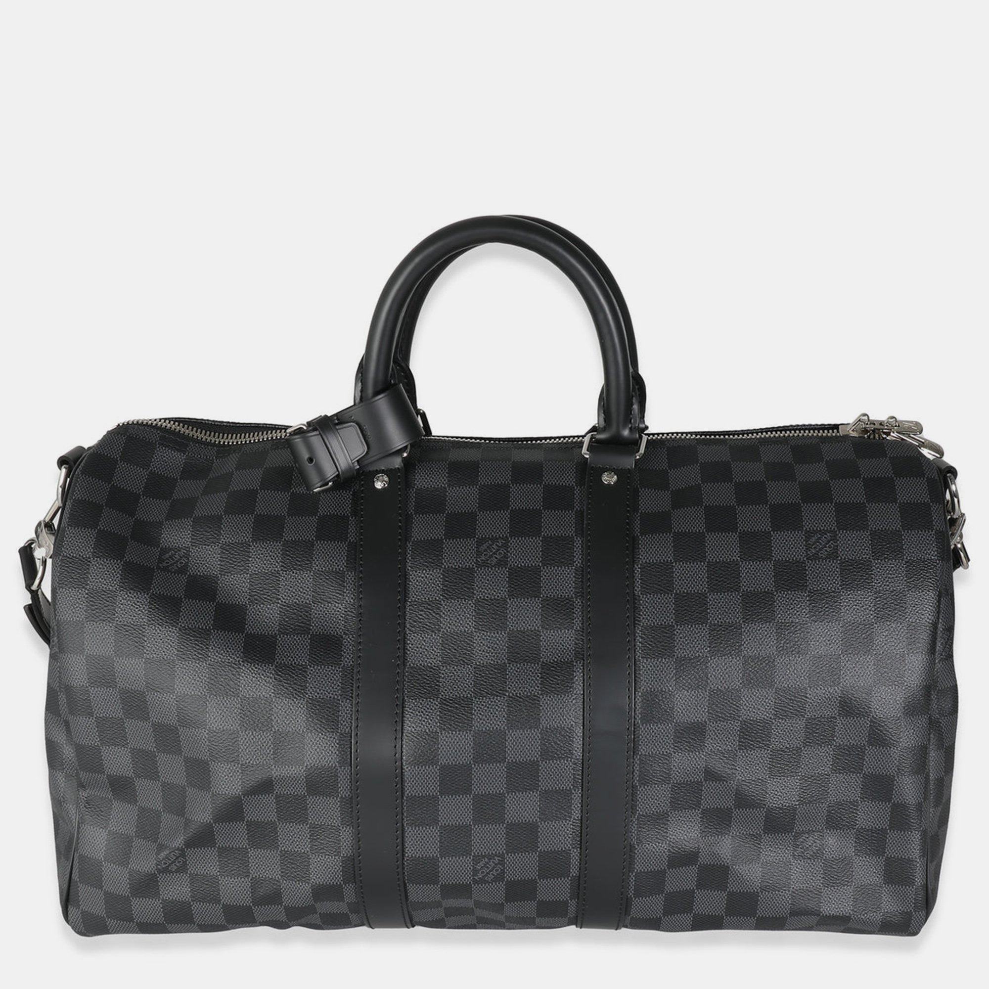 Pre-owned Louis Vuitton Damier Graphite Canvas Keepall Bandouliere 45 Bag In Black