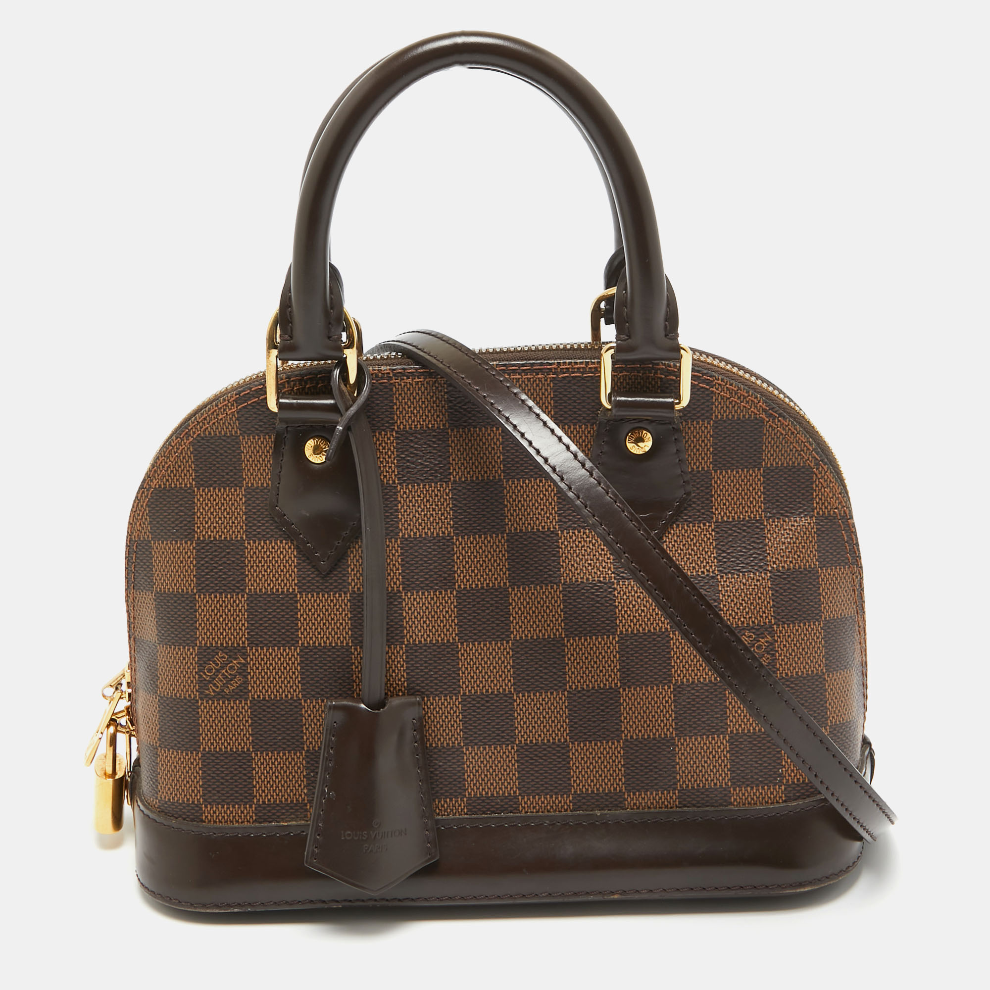 Pre-owned Louis Vuitton Damier Ebene Canvas Alma Bb Bag In Brown