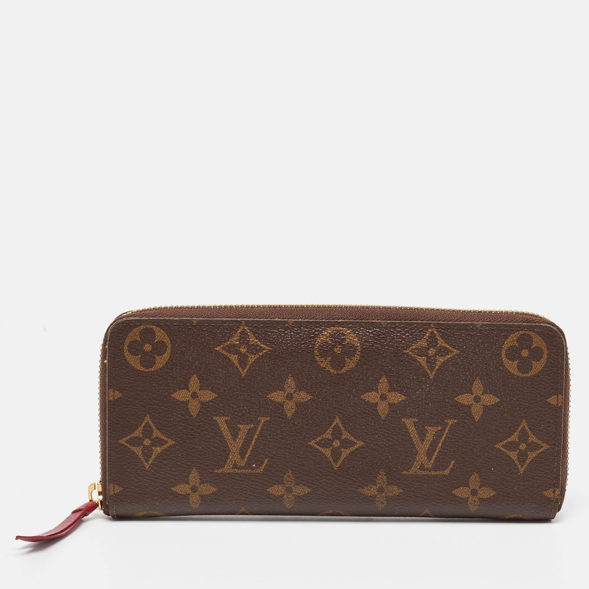 Pre-owned Louis Vuitton Monogram Canvas Clemence Wallet In Brown