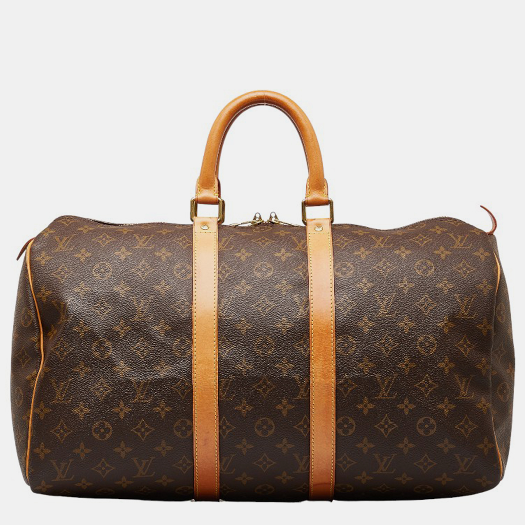 Pre-owned Louis Vuitton Brown Canvas Monogram Keepall 45 Duffel Bags