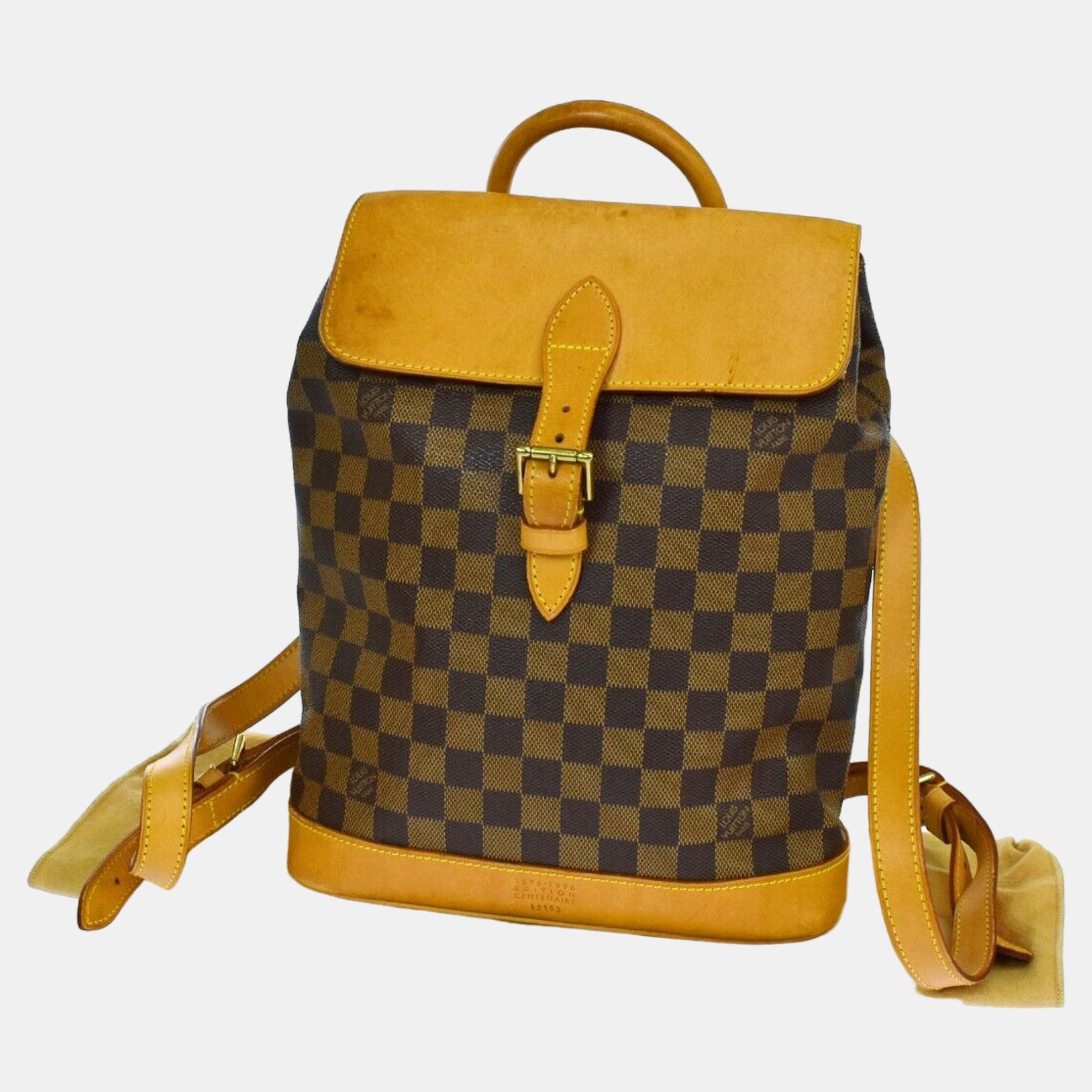 Pre-owned Louis Vuitton Brown Damier Ebene Canvas Arlequin Centenaire Soho Backpack