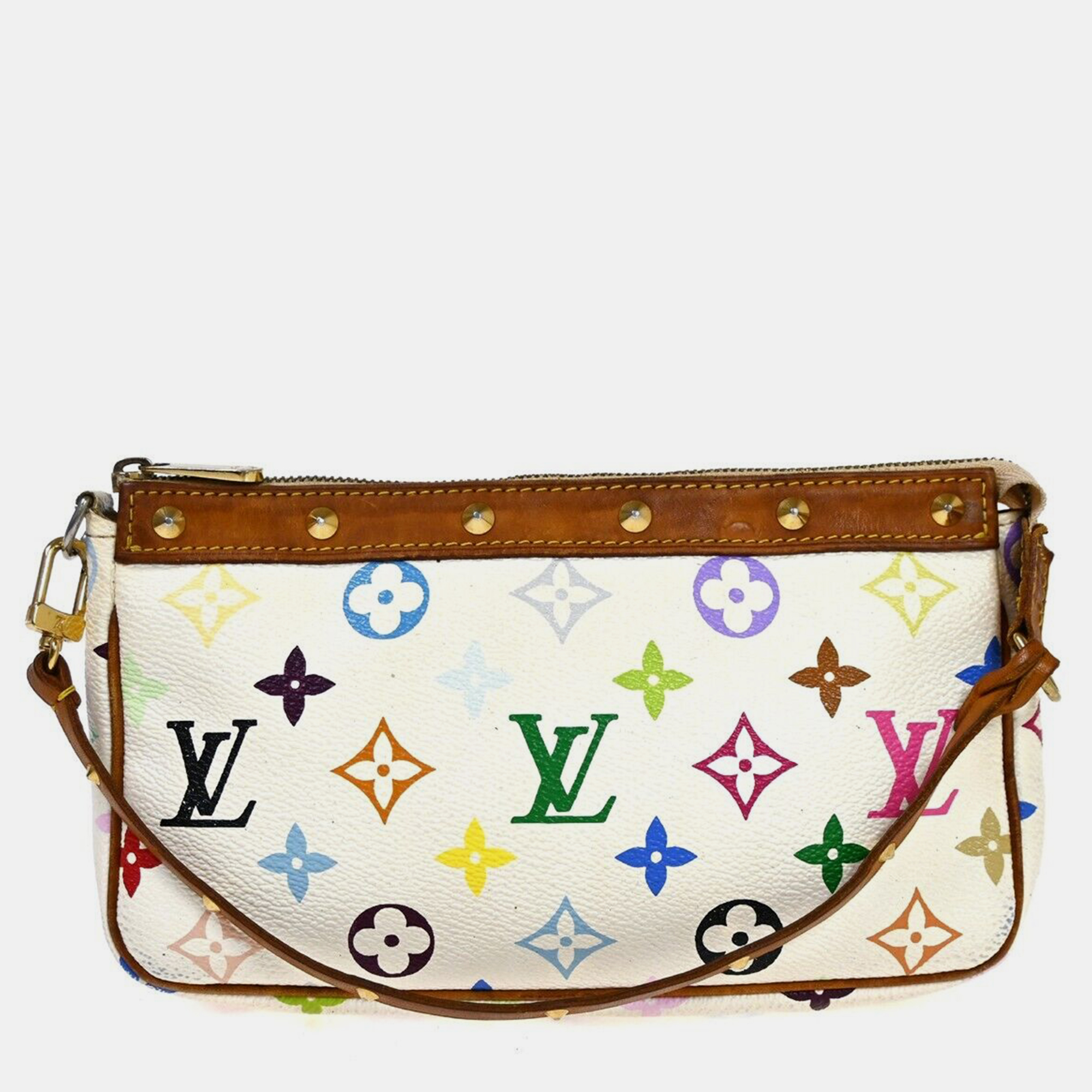 

Louis Vuitton White Multicolor Monogram Canvas Pochette Accessoires Clutch Bag