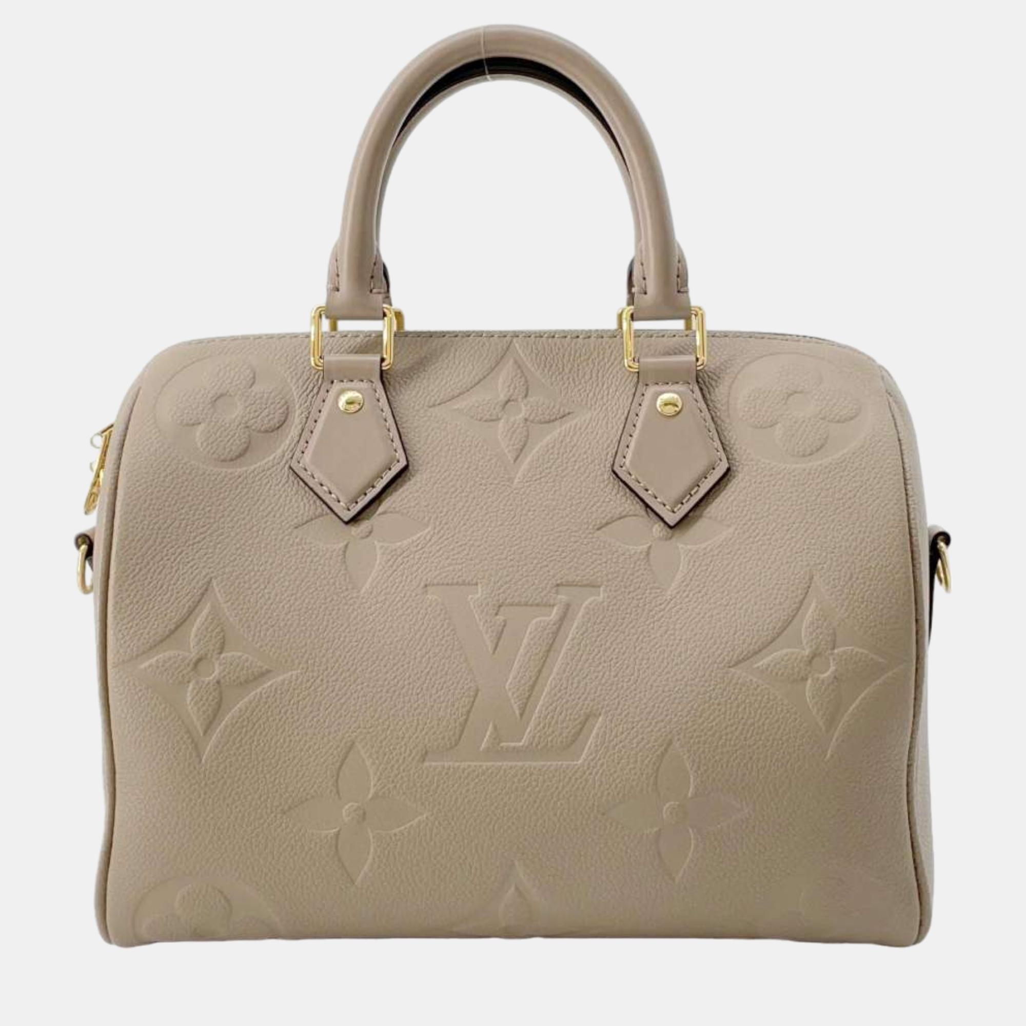 

Louis Vuitton Monogram Empreinte Leather Speedy Bandouliere Bag, Beige