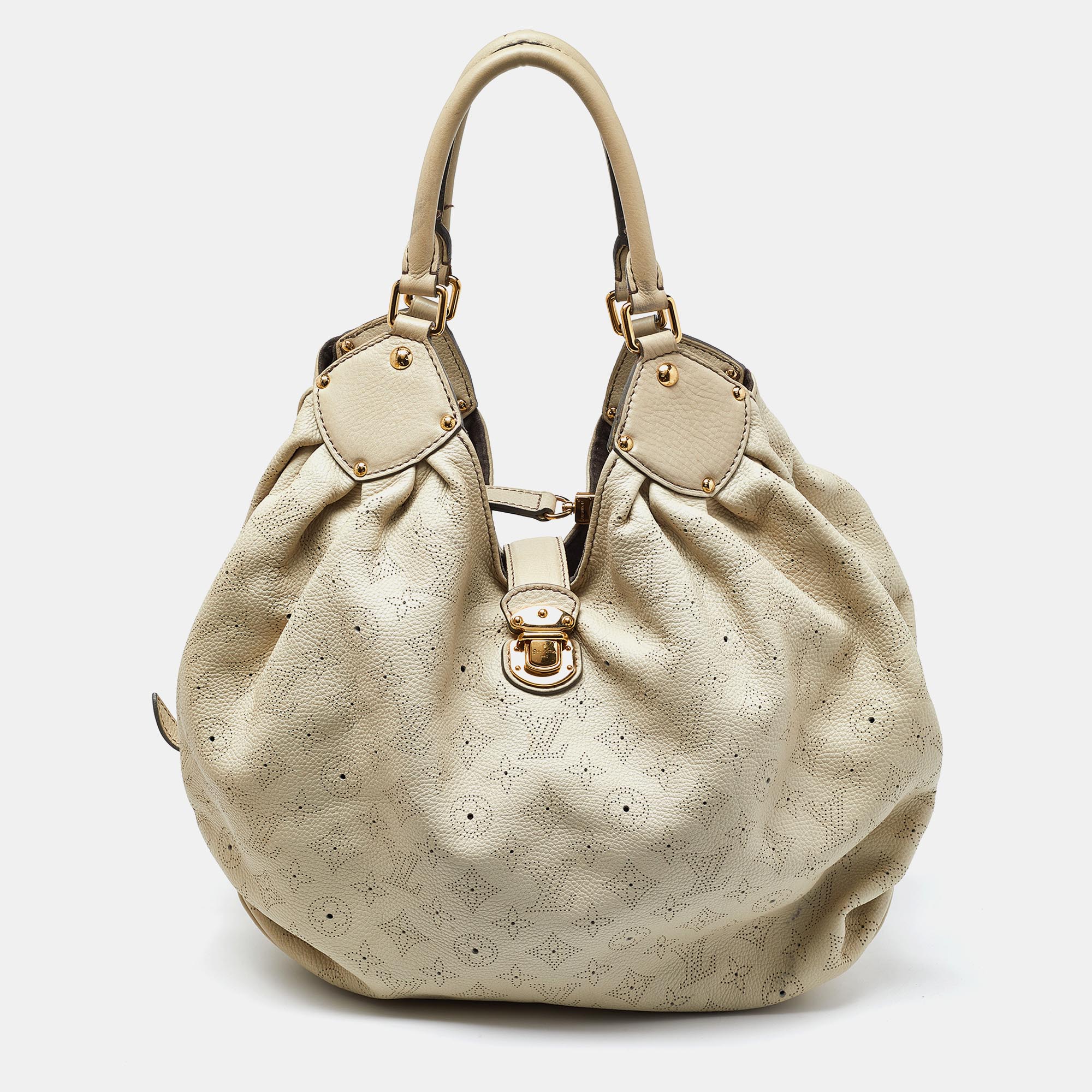 

Louis Vuitton Lin Monogram Mahina Leather  Bag, Beige