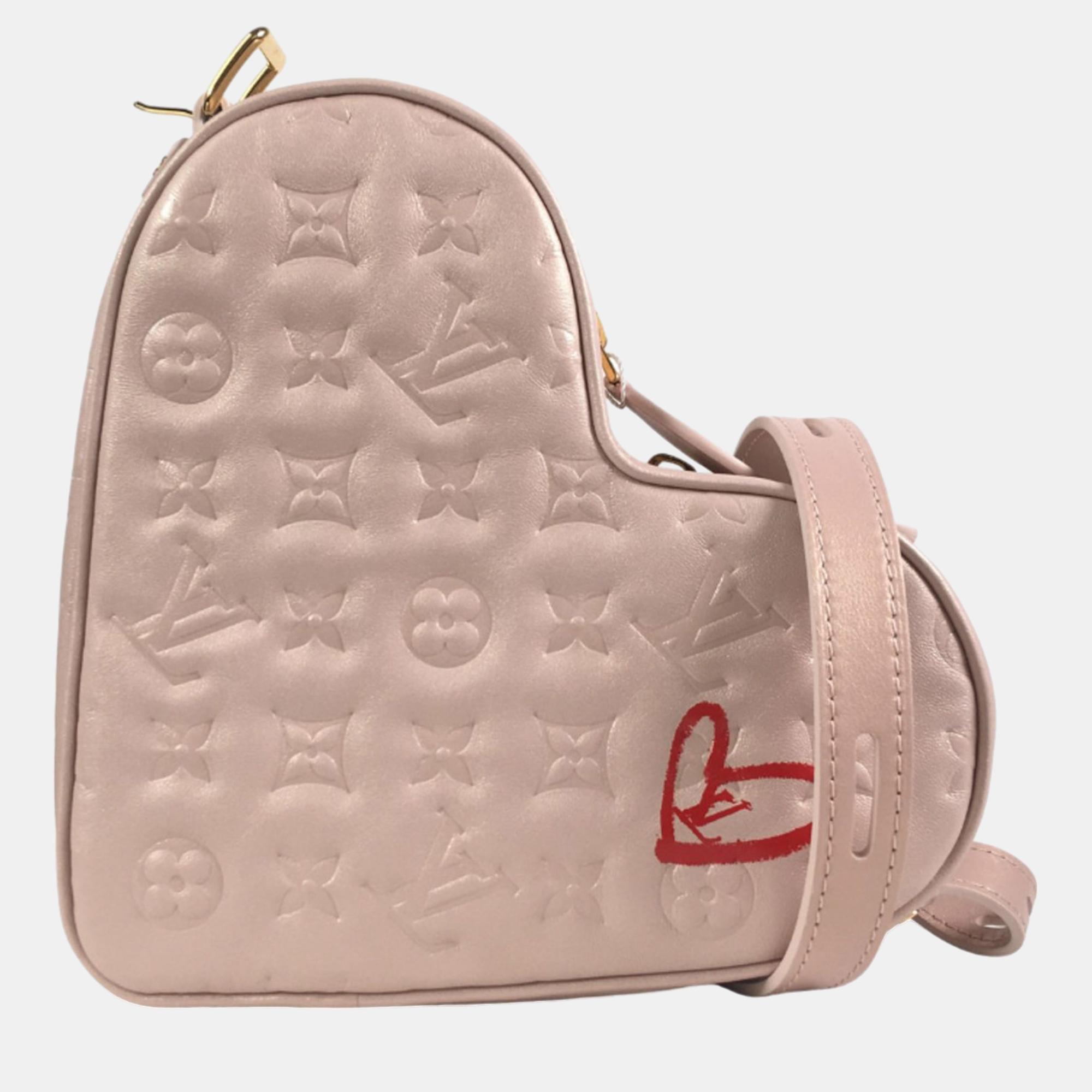 Pre-owned Louis Vuitton Pink Monogram Empreinte Fall In Love Coeur
