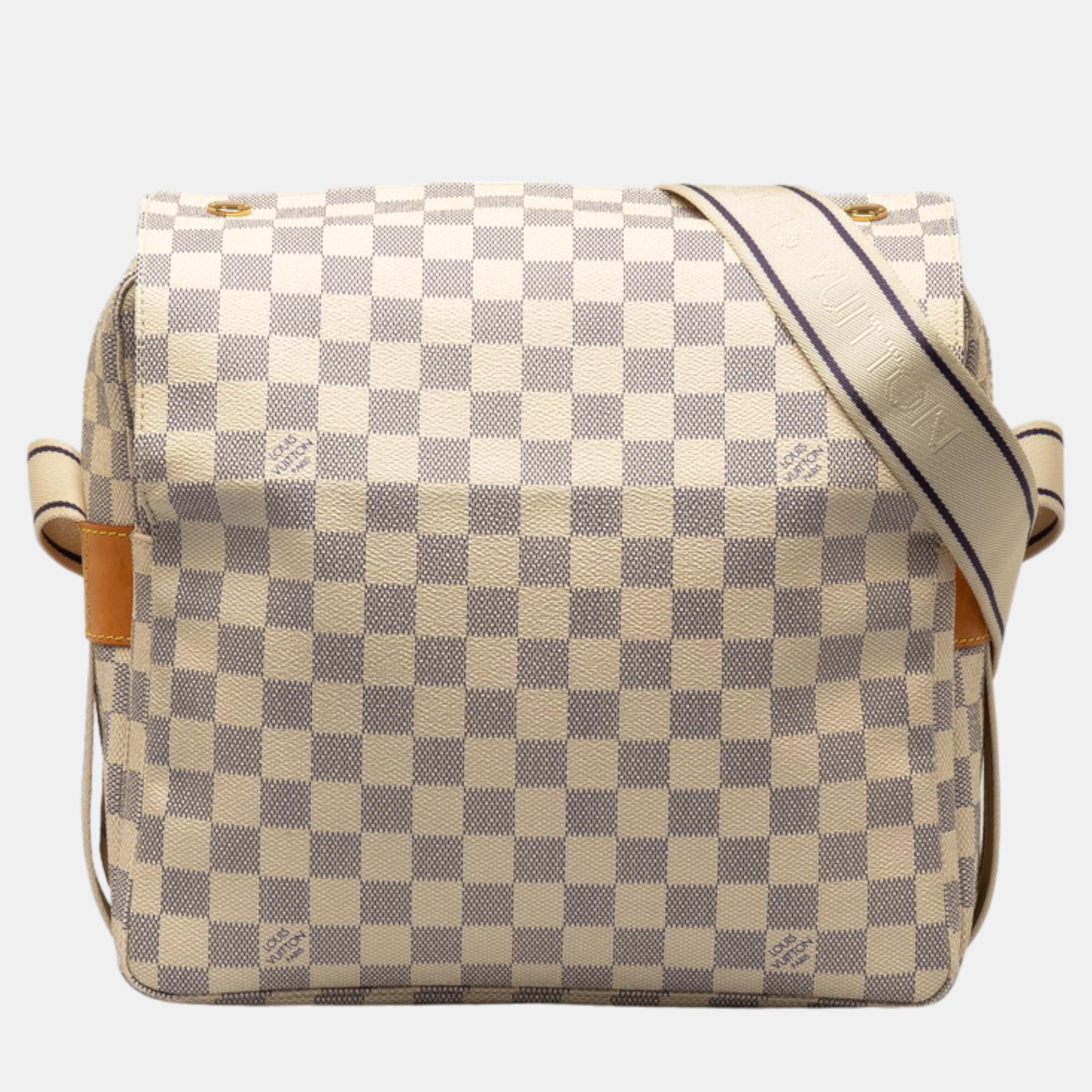 

Louis Vuitton White Canvas Damier Azur Naviglio Messenger Bag