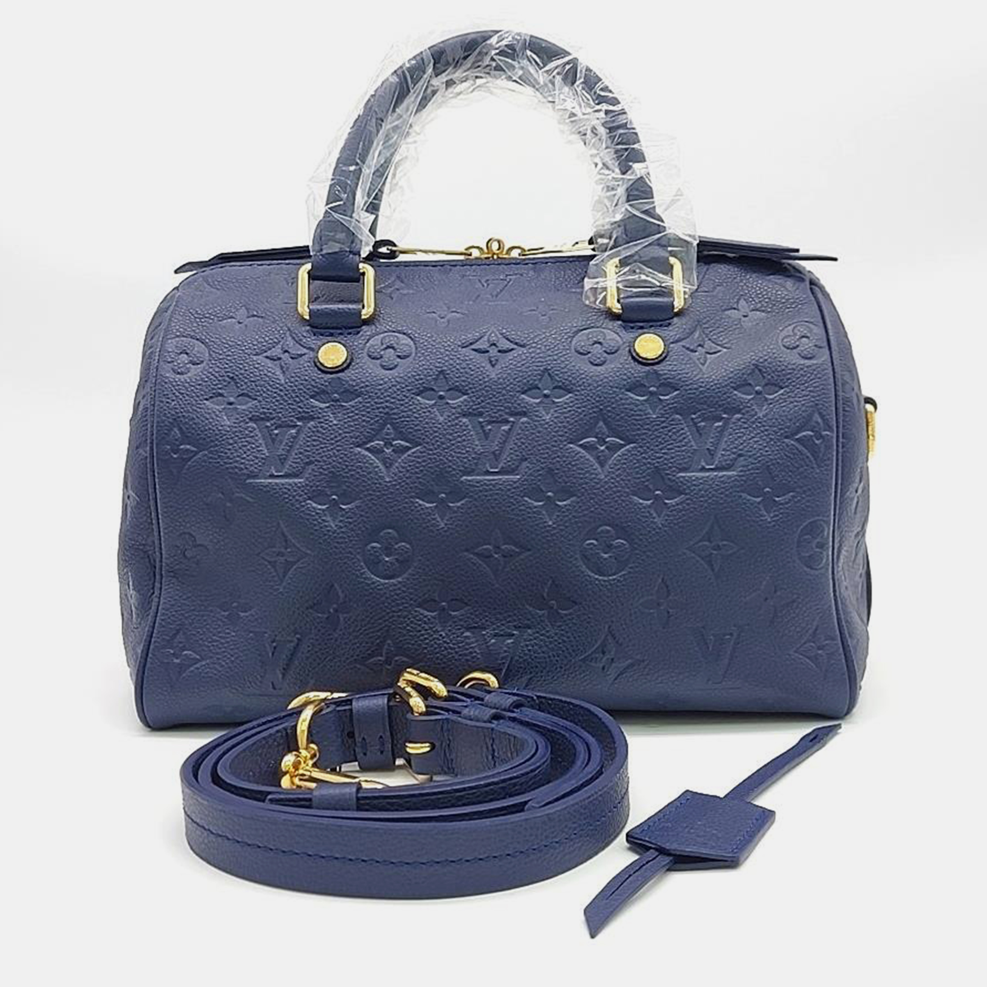 

Louis Vuitton Navy Blue Monogram Empreinte Speedy Bandouliere 25 Satchel