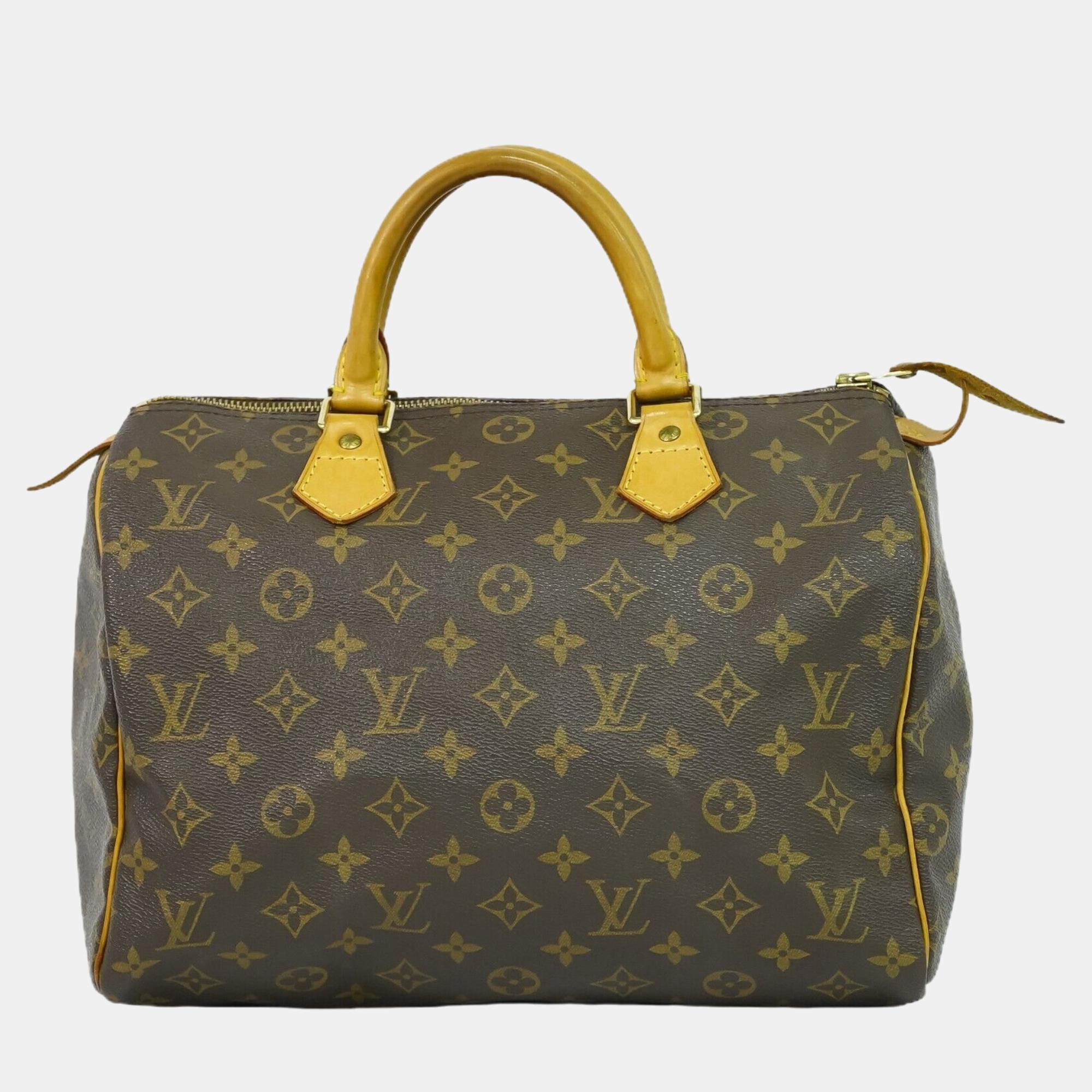 

Louis Vuitton Canvas MM Speedy Satchel, Brown