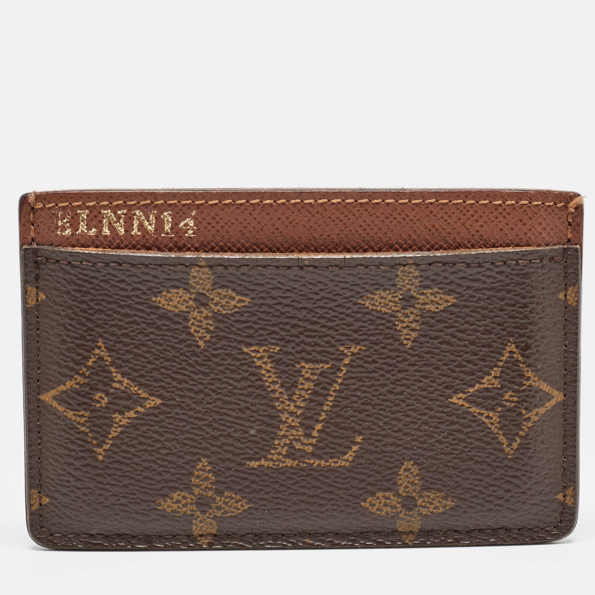 Pre-owned Louis Vuitton Monogram Canvas Card Holder In Brown