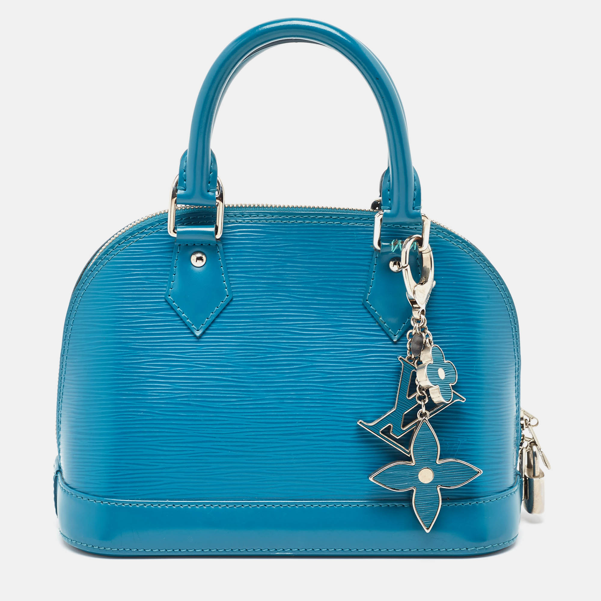 Pre-owned Louis Vuitton Cyan Epi Leather Alma Bb Bag In Blue