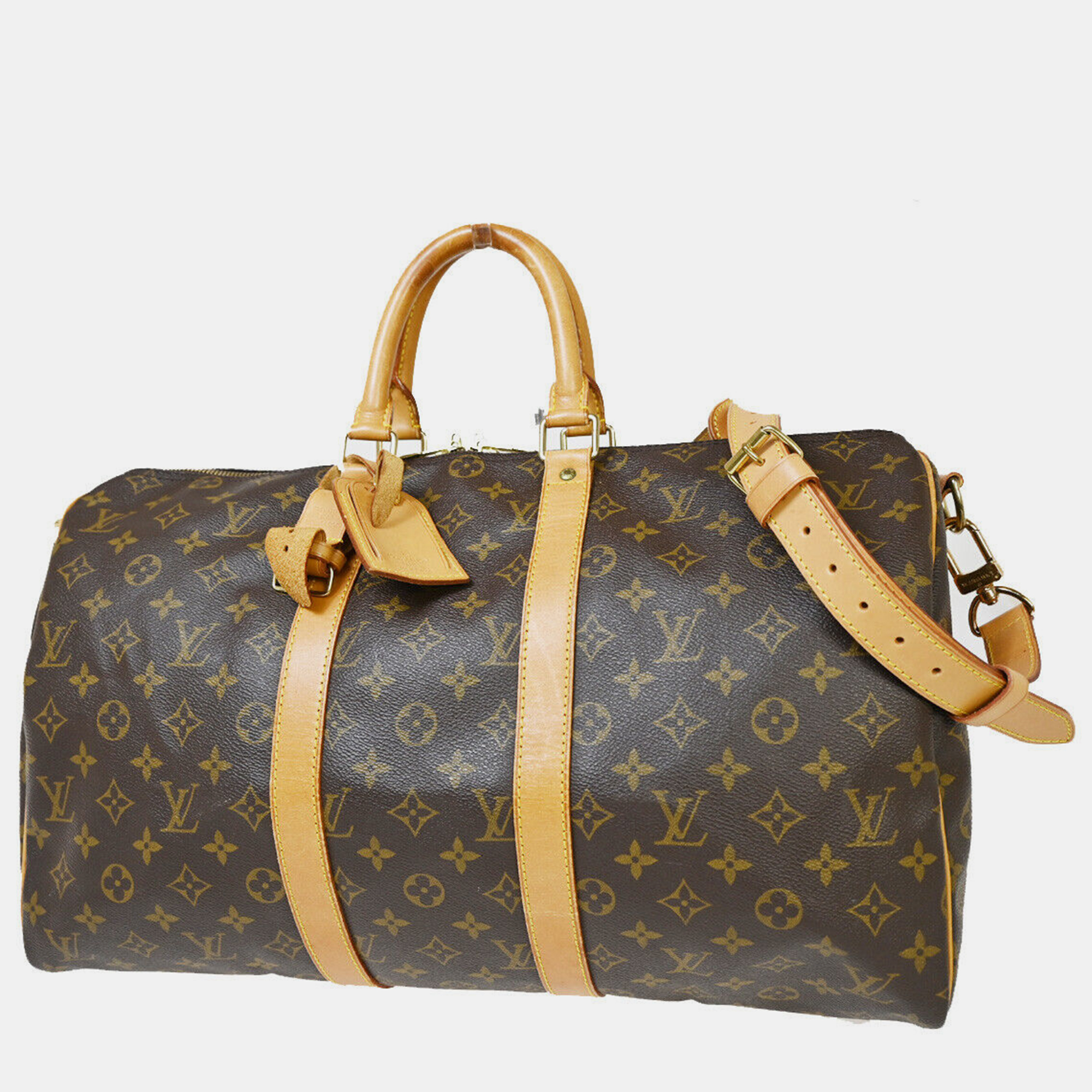 

Louis Vuitton Brown Canvas 45 Keepall Bandouliere Duffel Bags