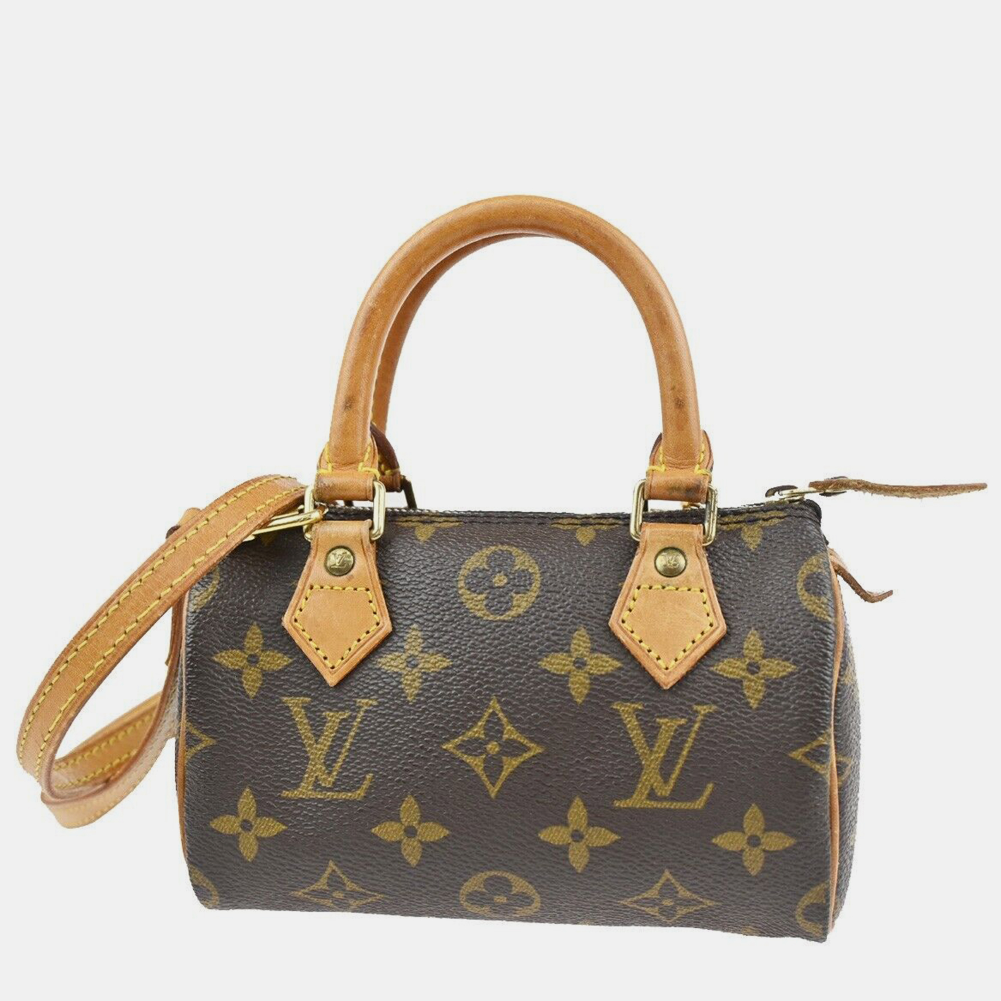 Pre-owned Louis Vuitton Brown Canvas Mini Speedy Satchel Bag