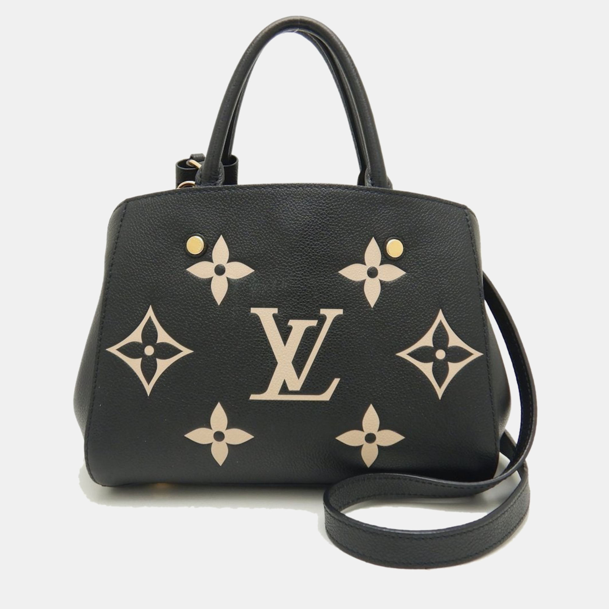 

Louis Vuitton Black Leather BB Montaigne Satchel