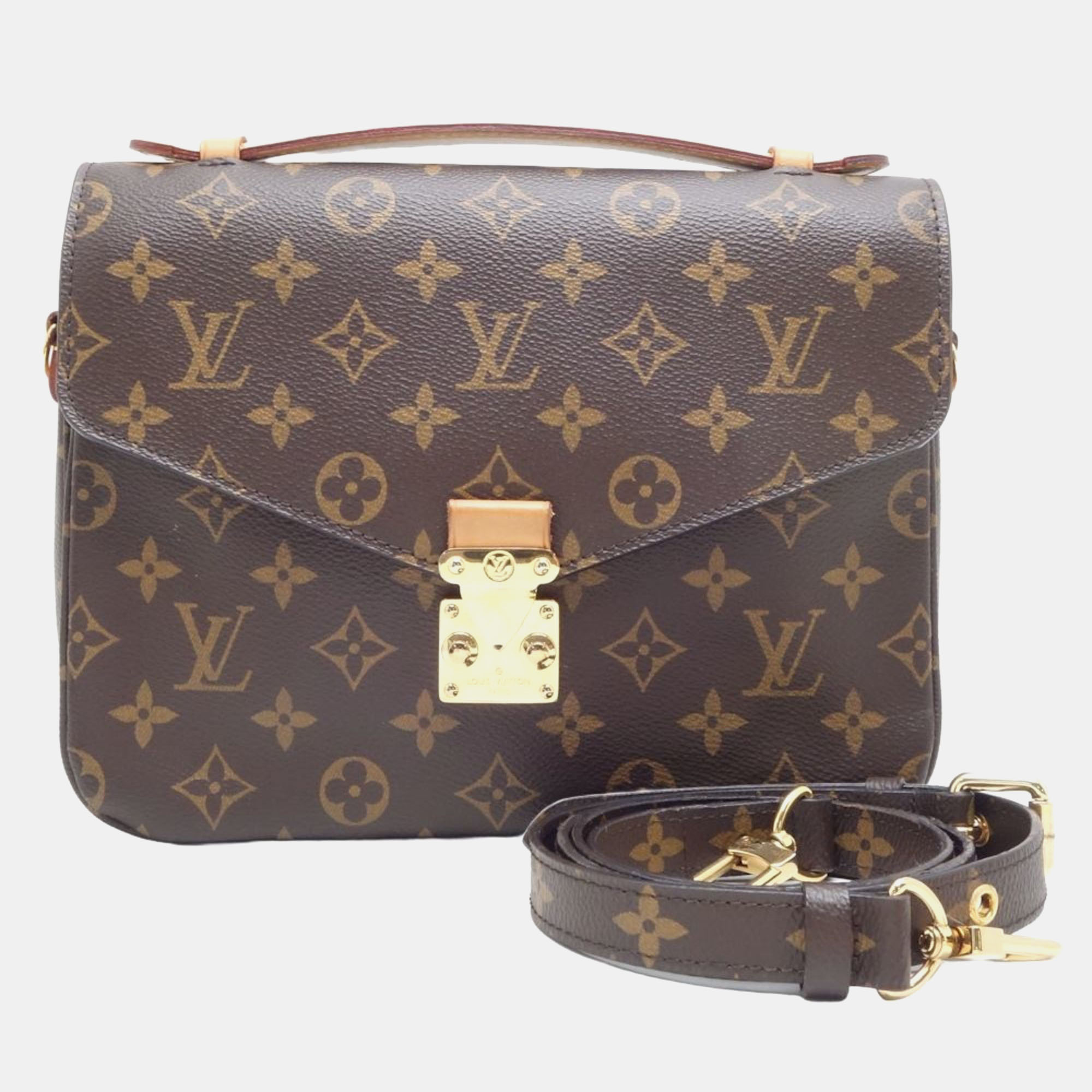 

Louis Vuitton Coated Canvas MM Pochette Metis Shoulder Bag, Brown