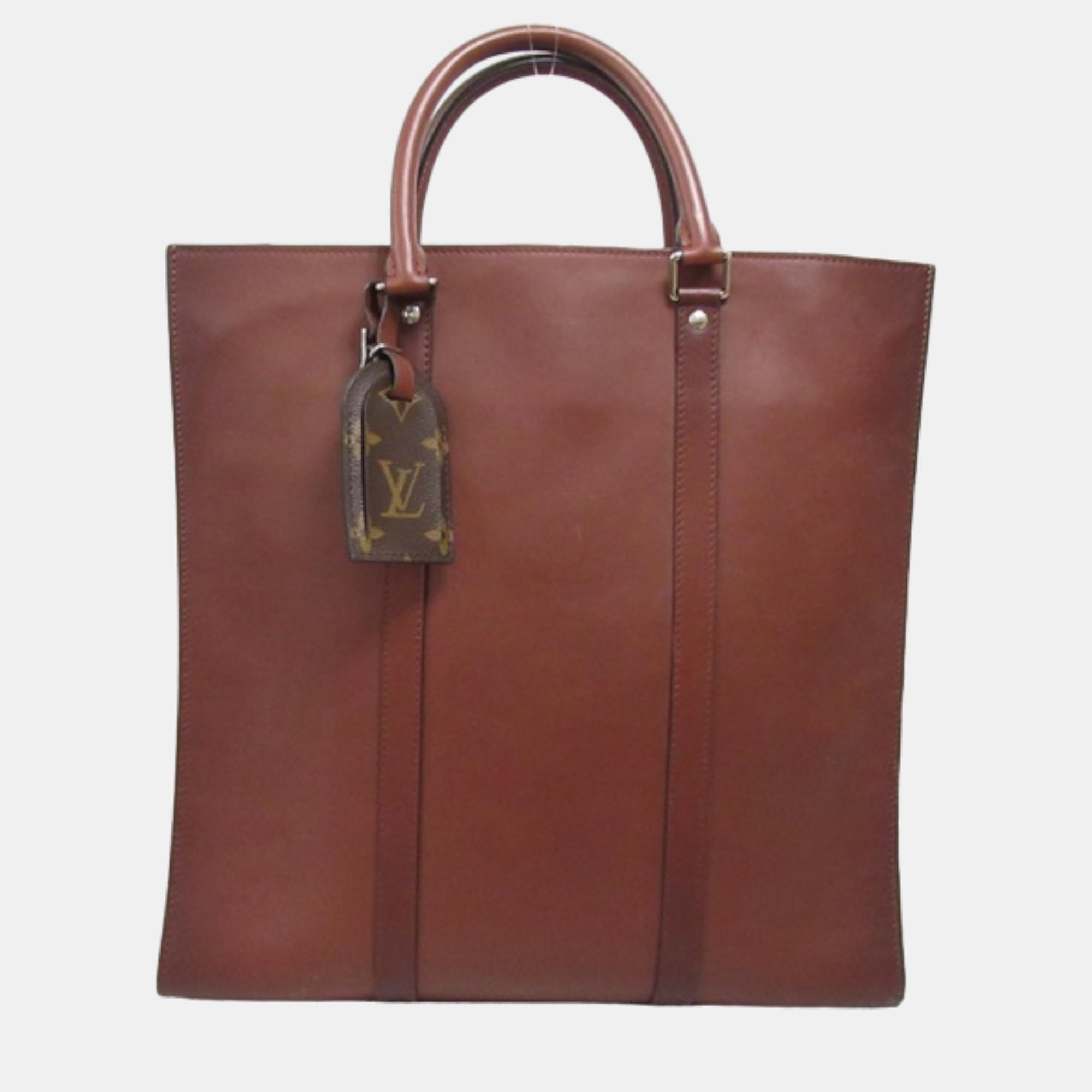 Pre-owned Louis Vuitton Brown Leather Taurillon Sac Plat Tote