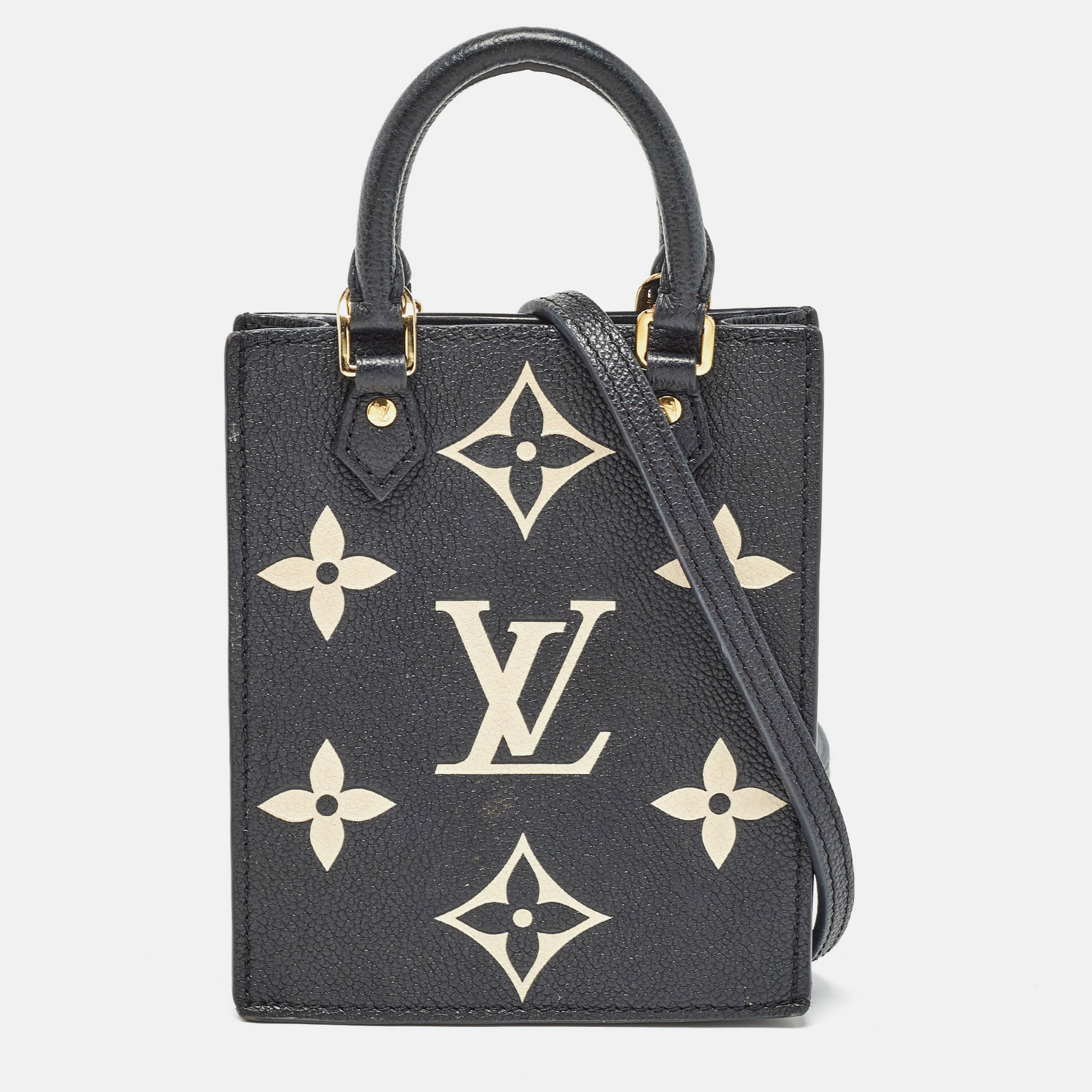 

Louis Vuitton Black/Beige Monogram Empreinte Leather Petit Sac Plat Tote