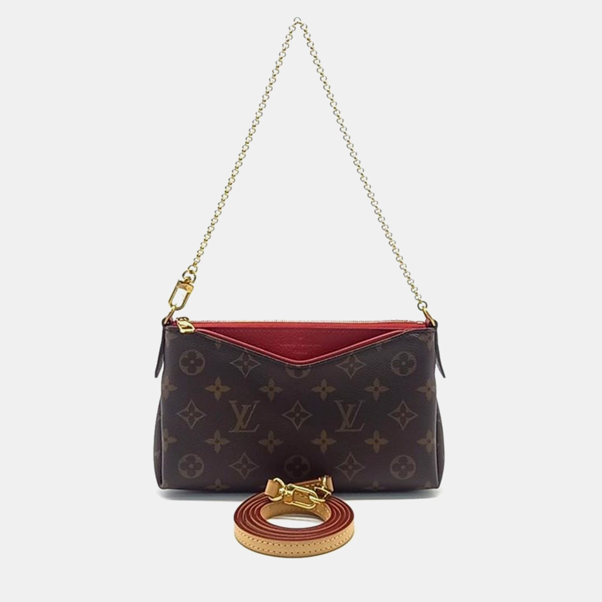 

Louis Vuitton Red Monogram Canvas Pallas Clutch Bag, Brown