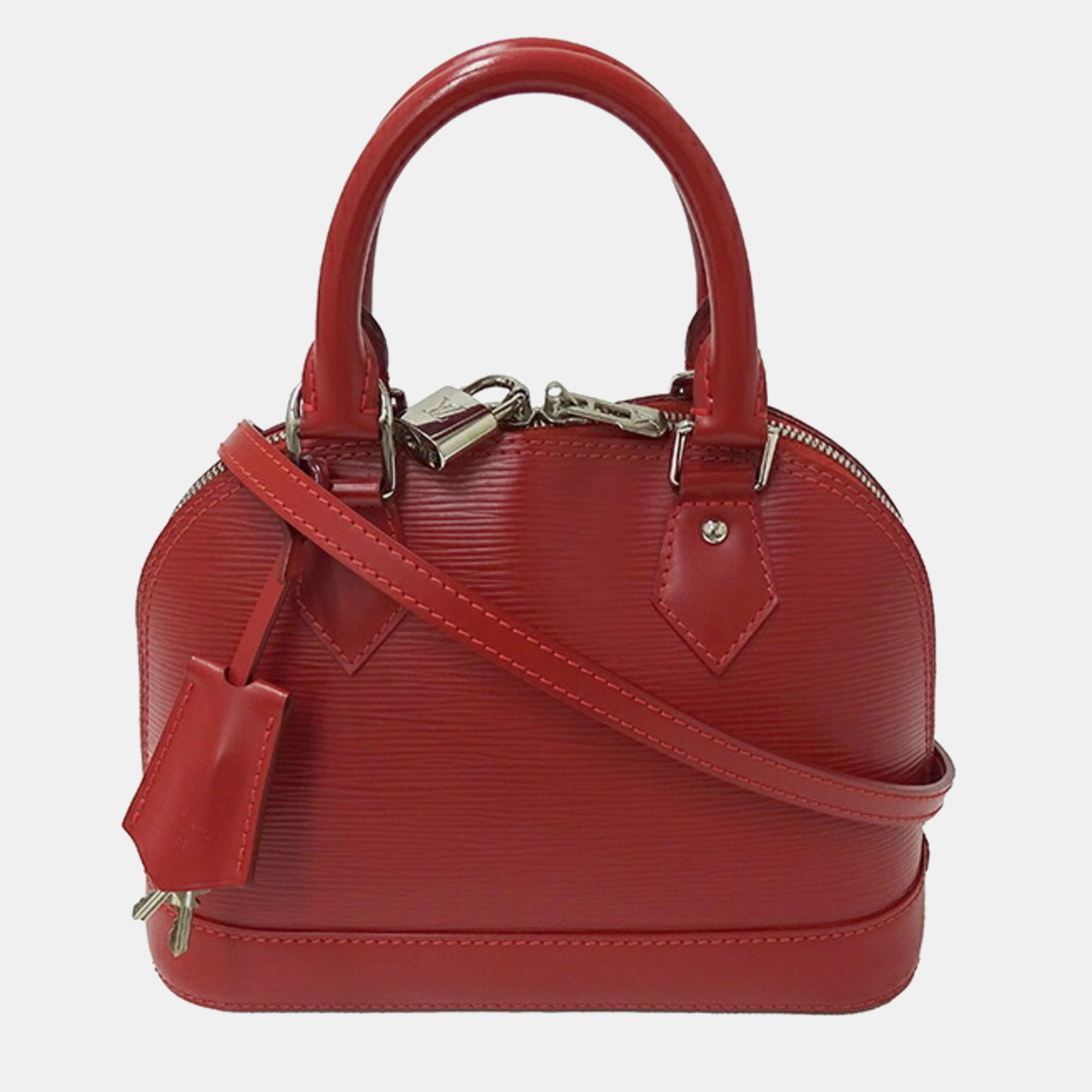 

Louis Vuitton Red Leather BB Alma Satchel Bag