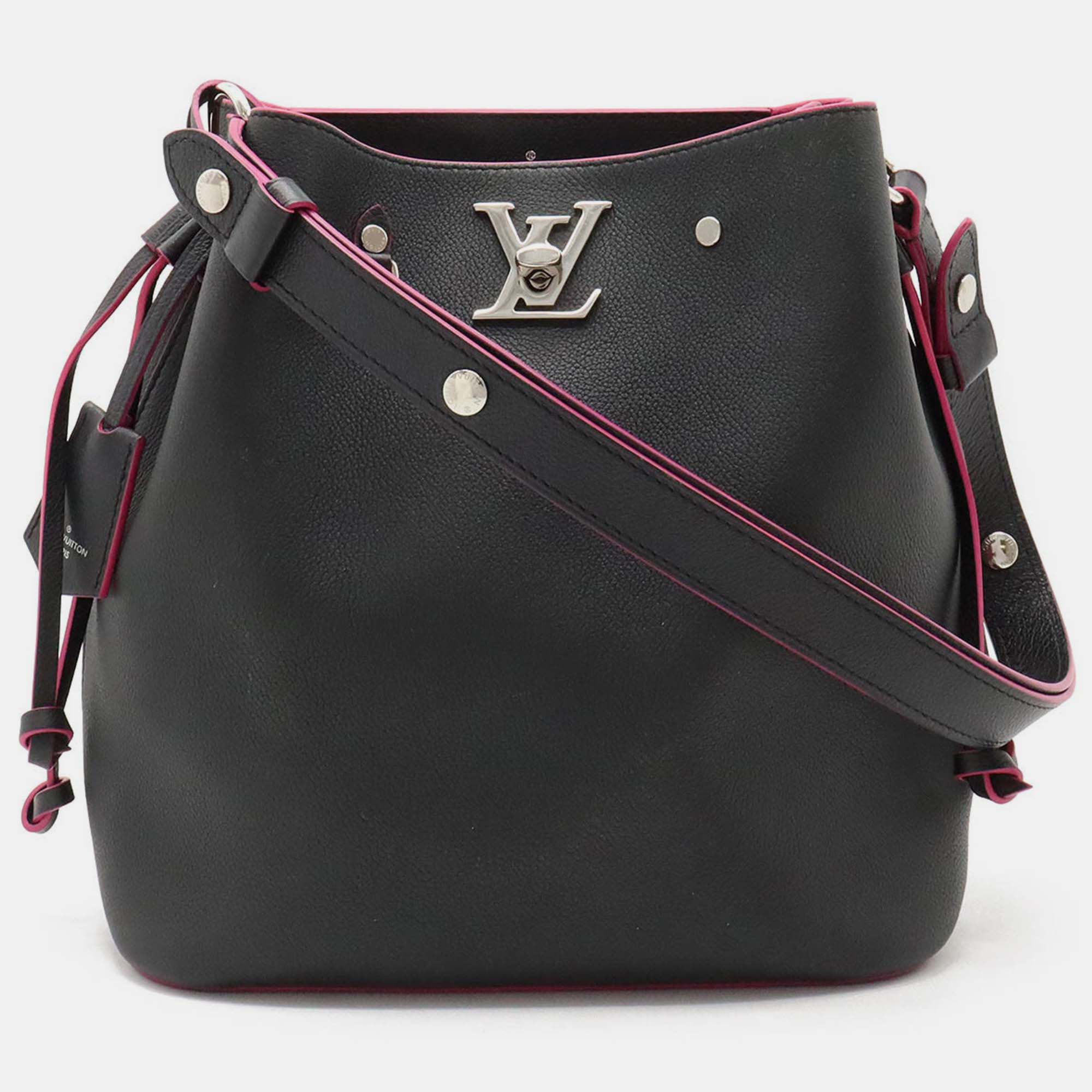 

Louis Vuitton Noir Leather Lockme Bucket Bag, Black
