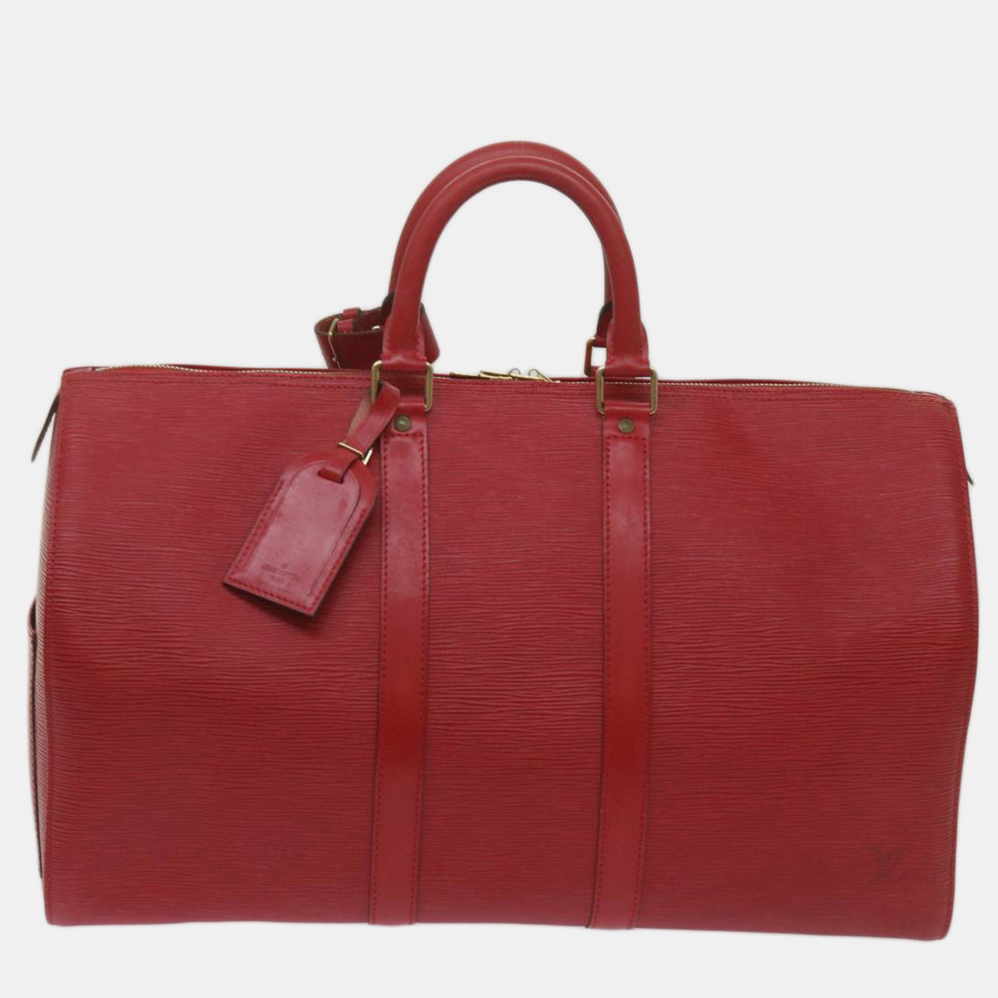 

Louis Vuitton Red Epi Leather Keepall 45 Duffel Bag