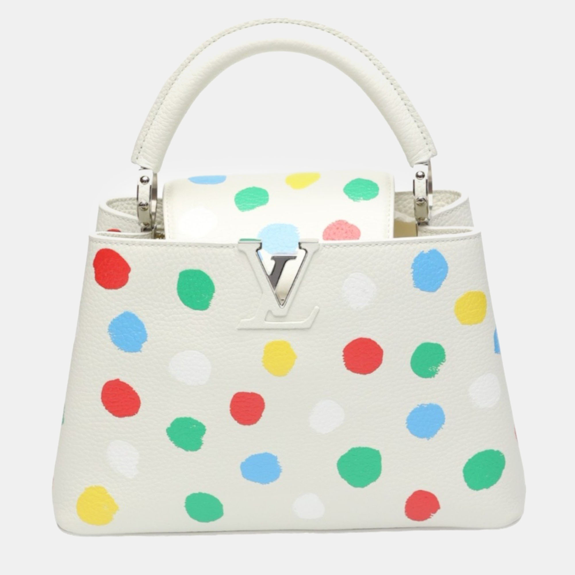 

Louis Vuitton x Yayoi Kusama White Leather Capucines Painted Top Handle Bag