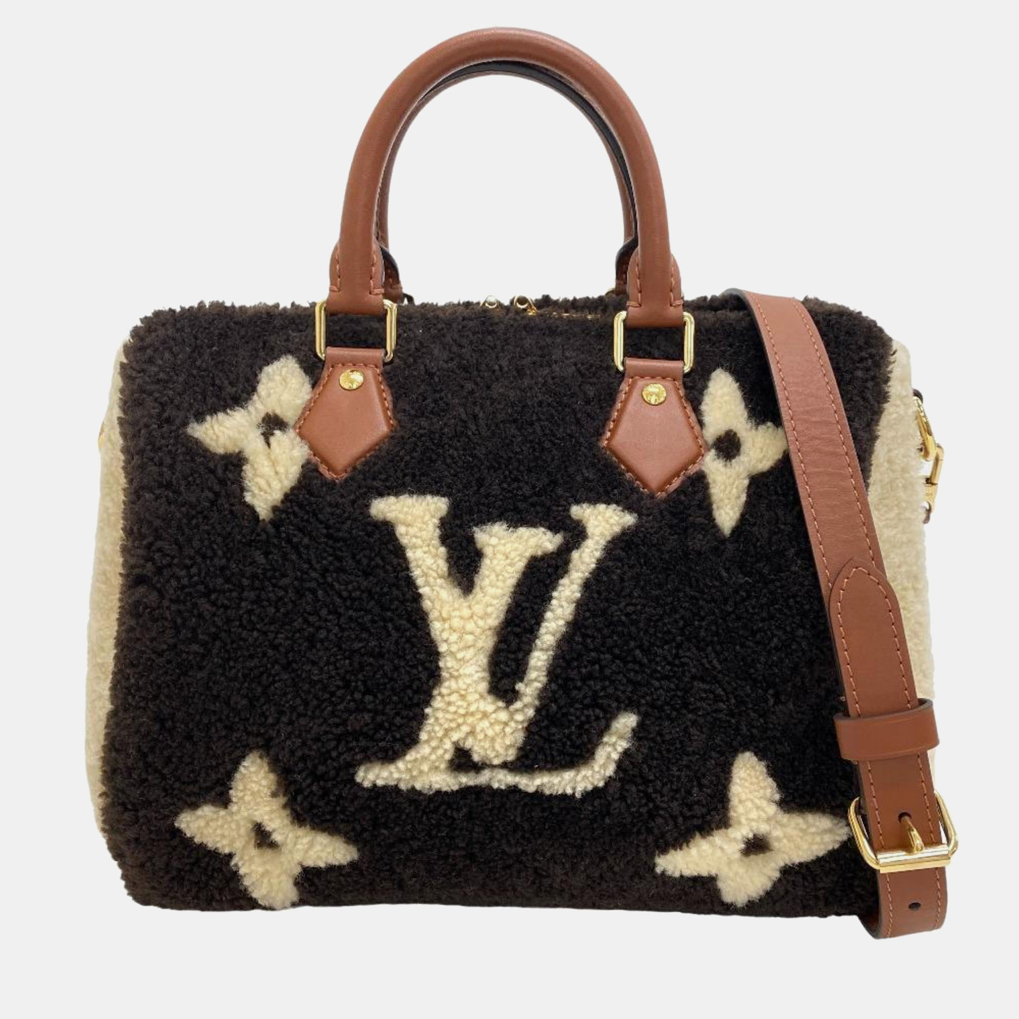 

Louis Vuitton Monogram Giant Teddy Fleece 25 Speedy Bandouliere Bag, Brown
