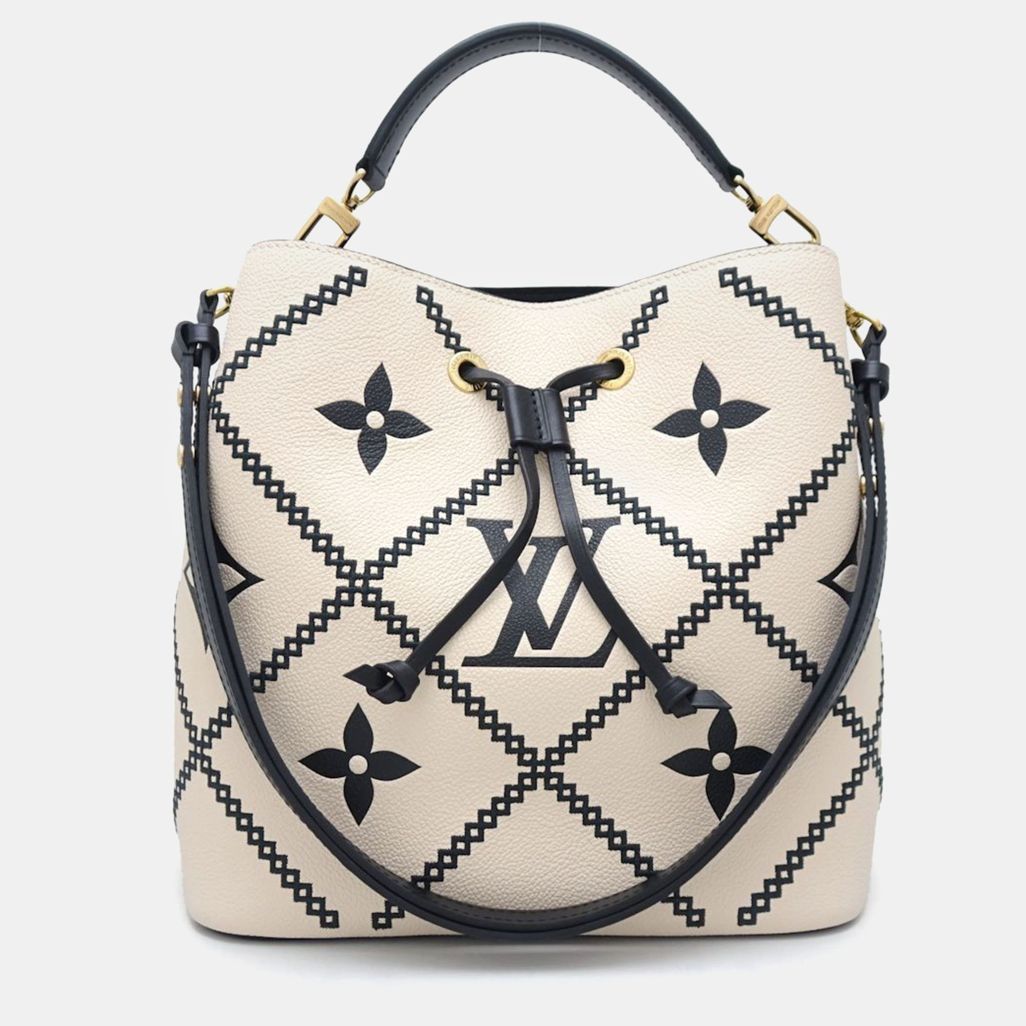 

Louis Vuitton Crème Noir Leather NeoNoe Hobo Bag, Cream