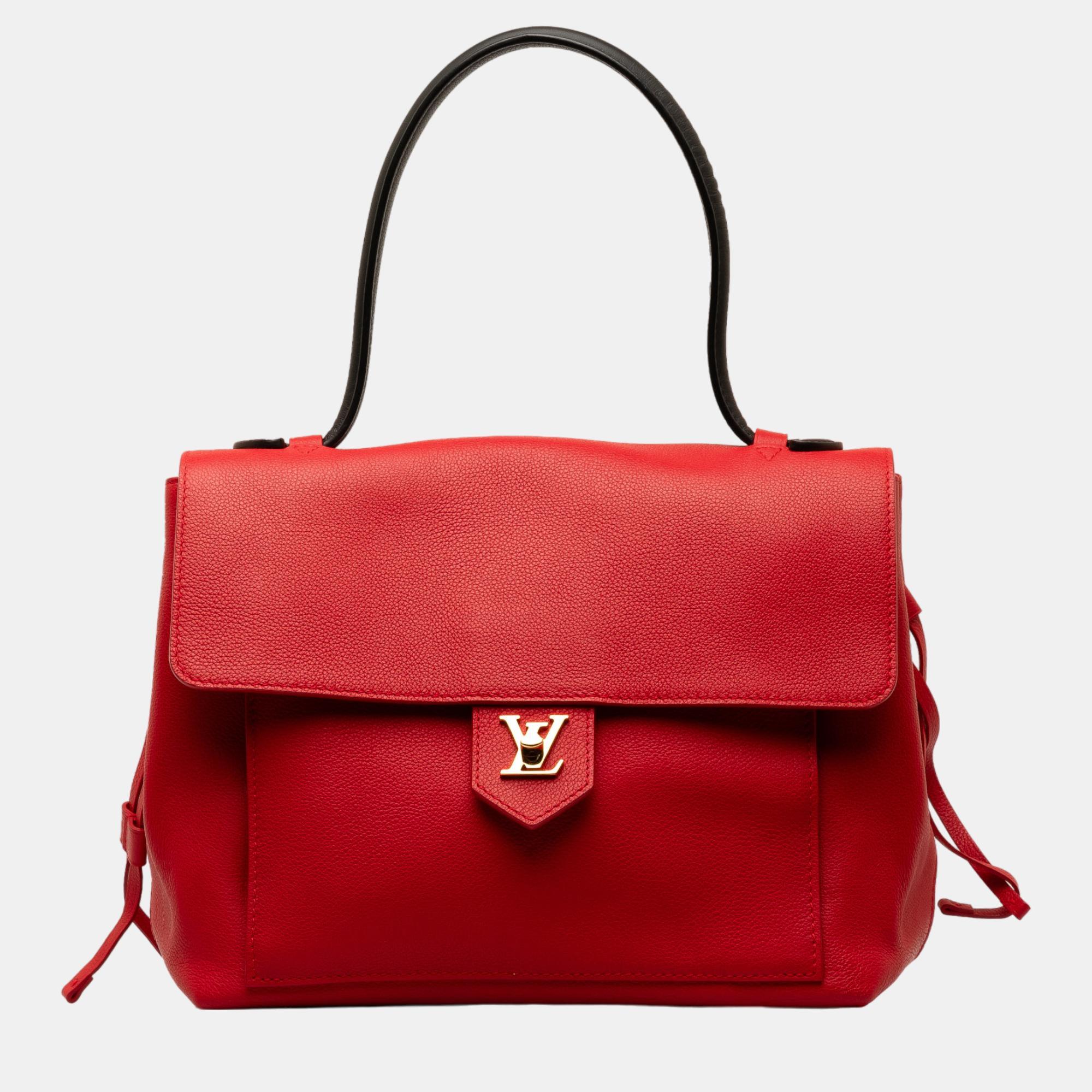 

Louis Vuitton Red Calfskin Lockme MM