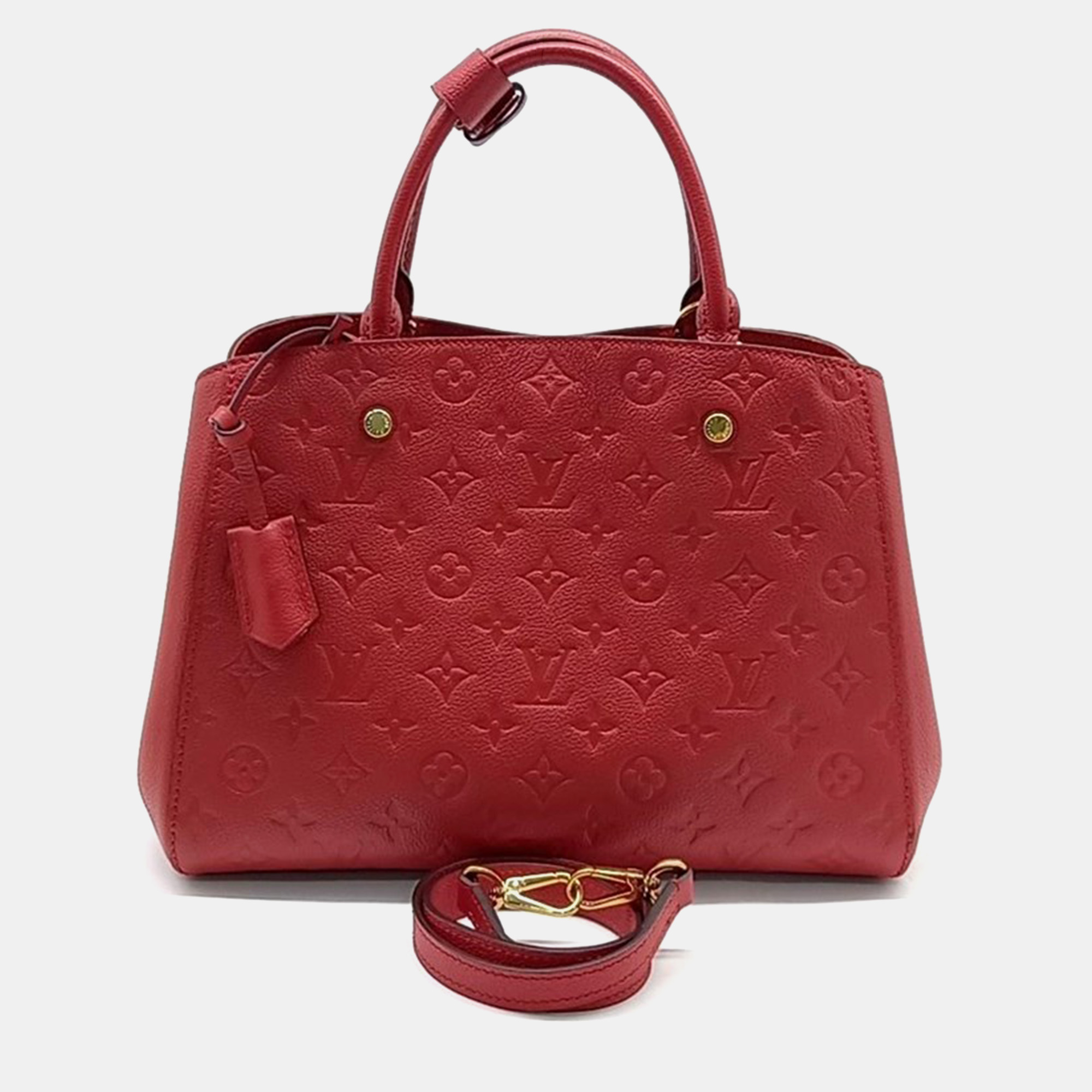 Pre-owned Louis Vuitton Empreinte Montaigne Mm Handbag In Red