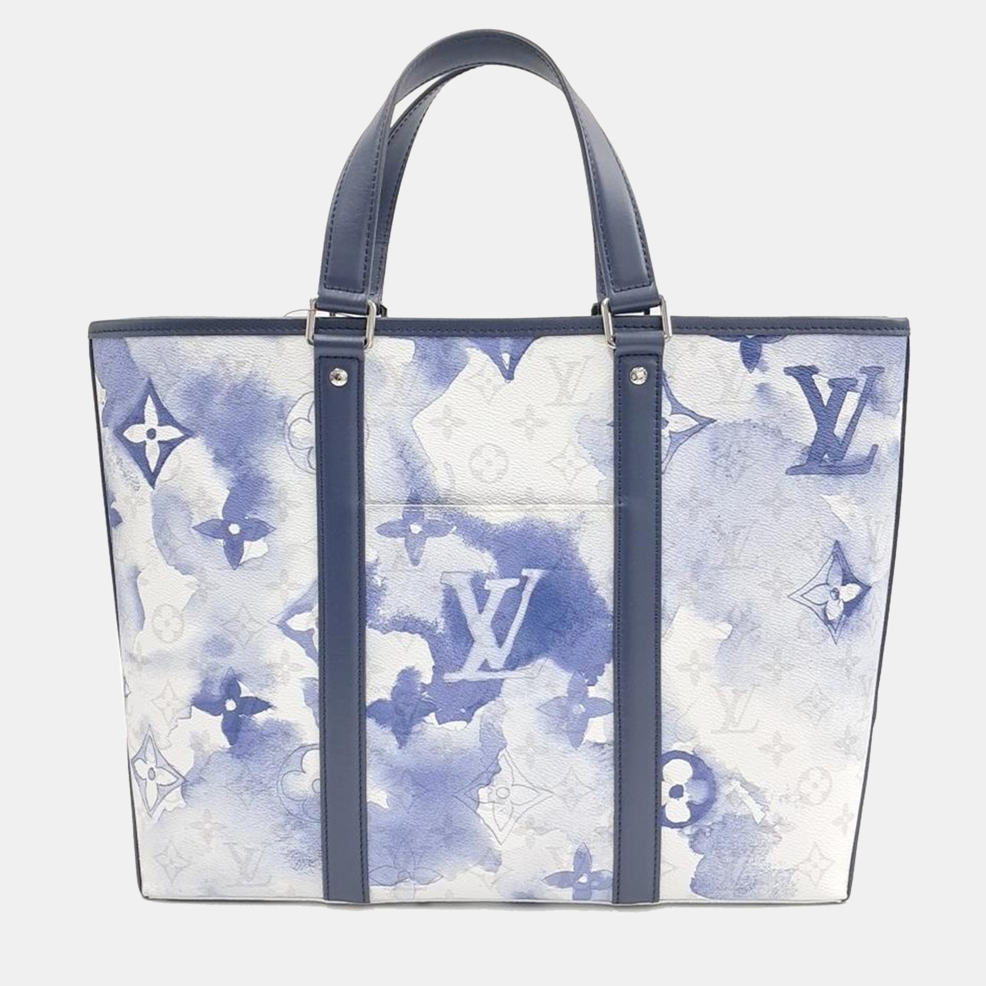 Pre-owned Louis Vuitton Weekend Tote Pm Handbag In Blue