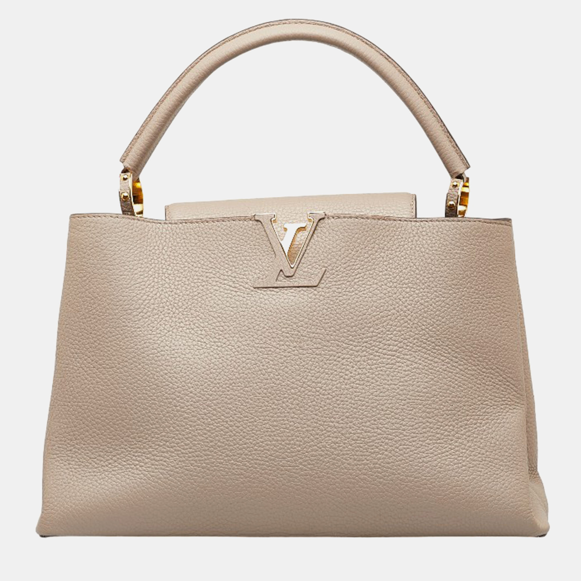 

Louis Vuitton Grey Leather Capucines MM Top Handle Bag