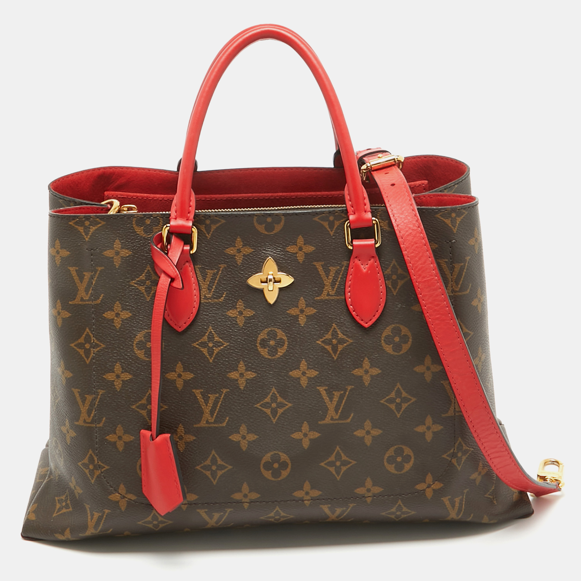 Pre-owned Louis Vuitton Coquelicot Monogram Canvas Flower Bag In Red