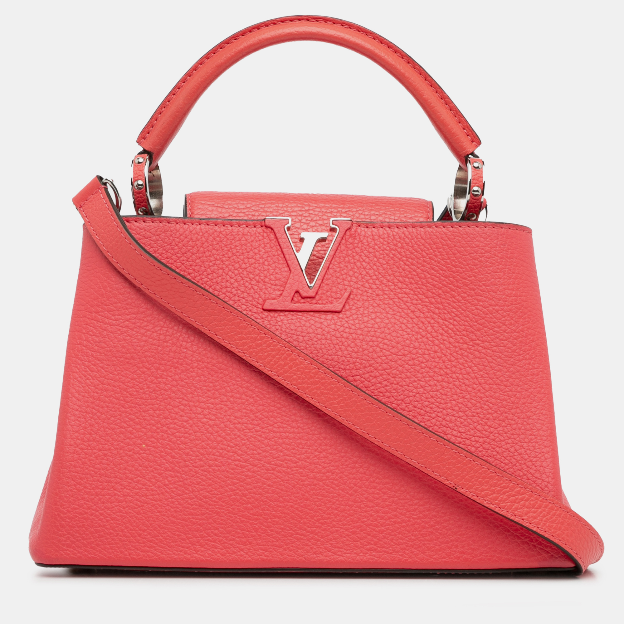 Pre-owned Louis Vuitton Taurillon Capucines Bb In Red