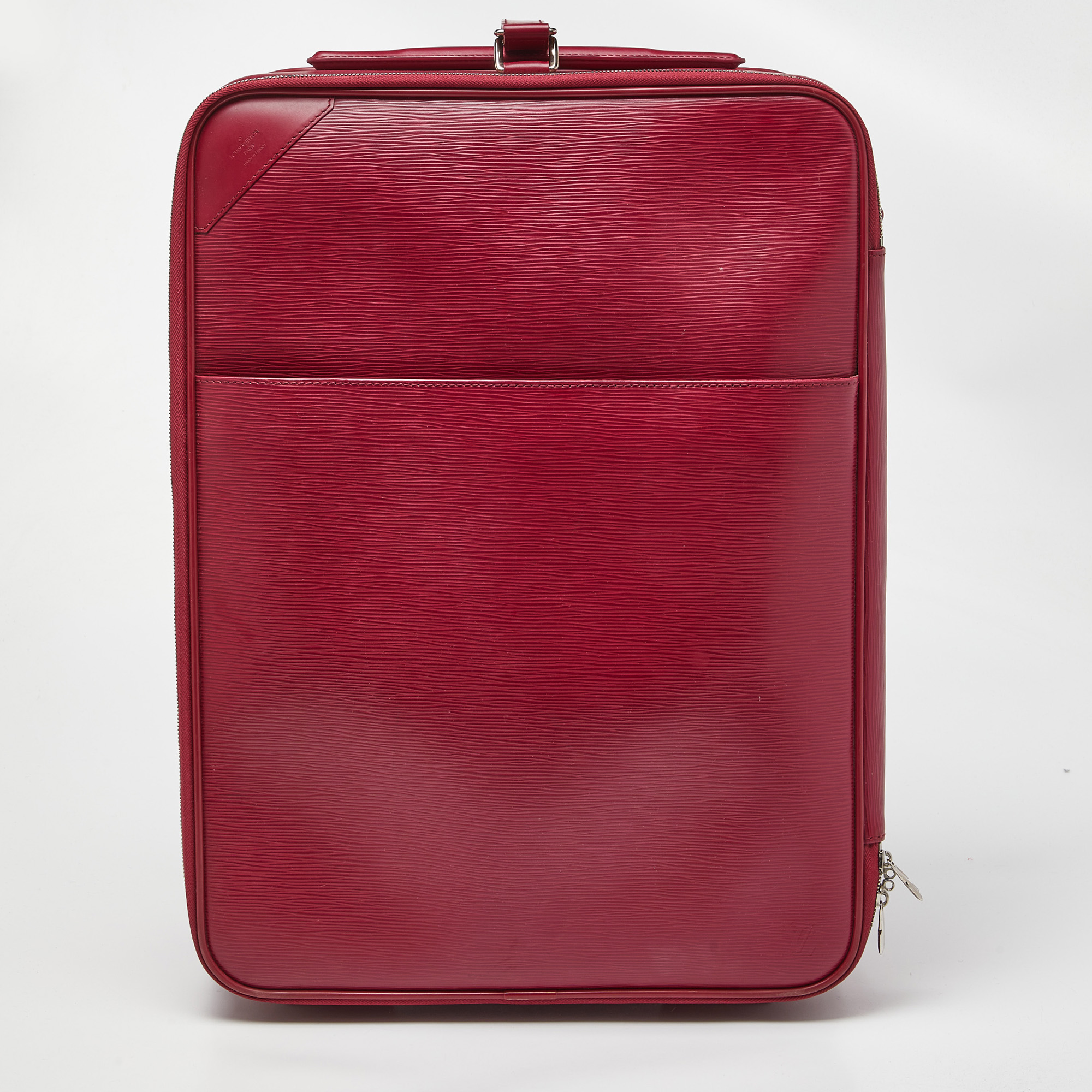Pre-owned Louis Vuitton Fuchsia Epi Leather Pegase 50 Luggage In Pink