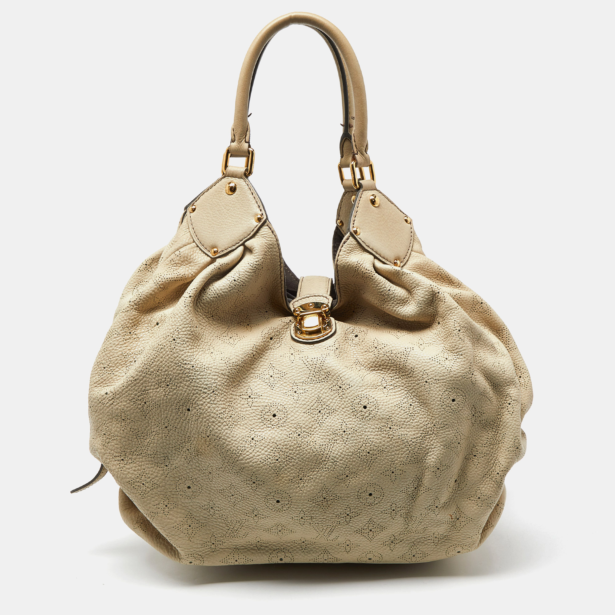 

Louis Vuitton Beige Monogram Mahina Leather Surya  Bag, White