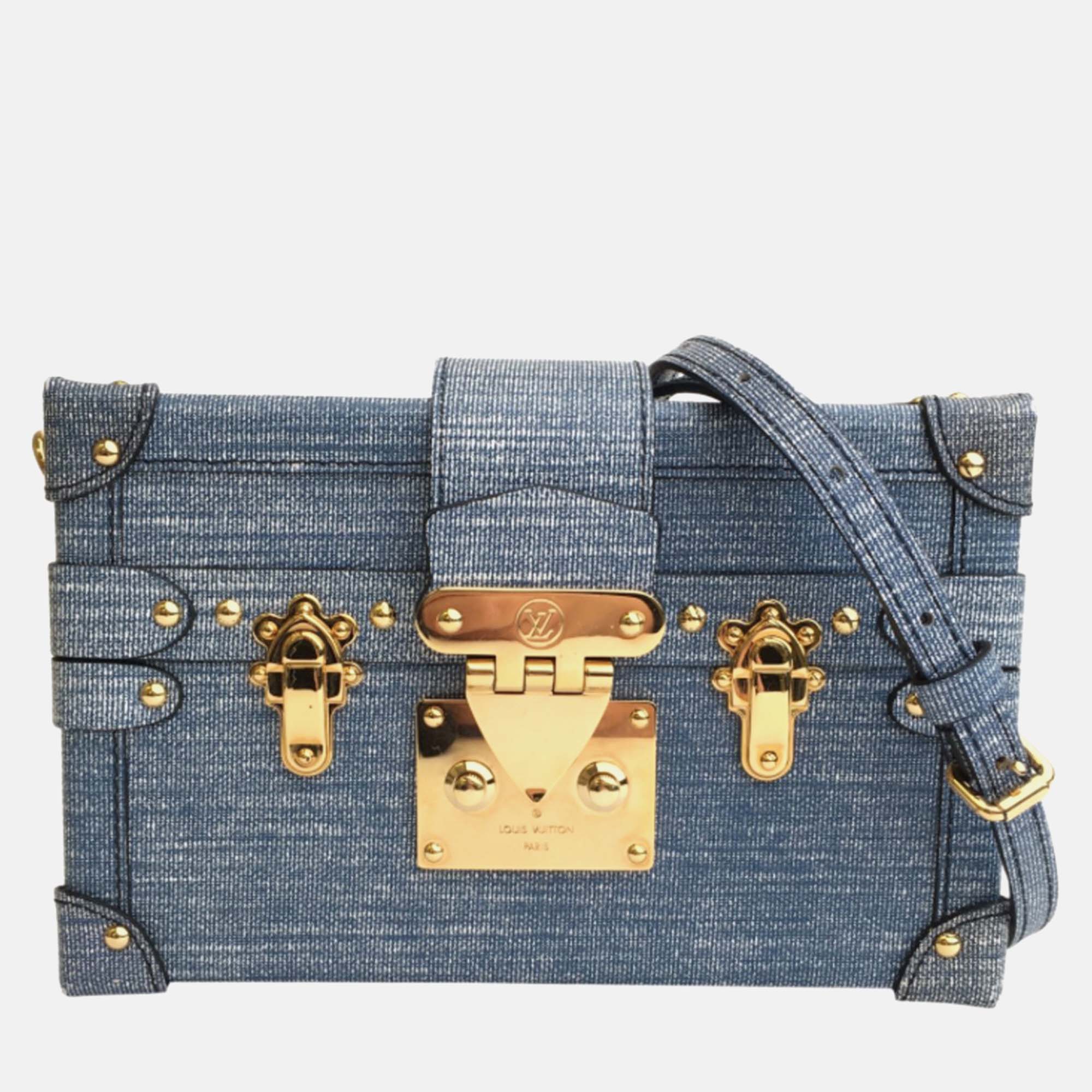 Pre-owned Louis Vuitton Blue Denim Petite Malle Shoulder Bag