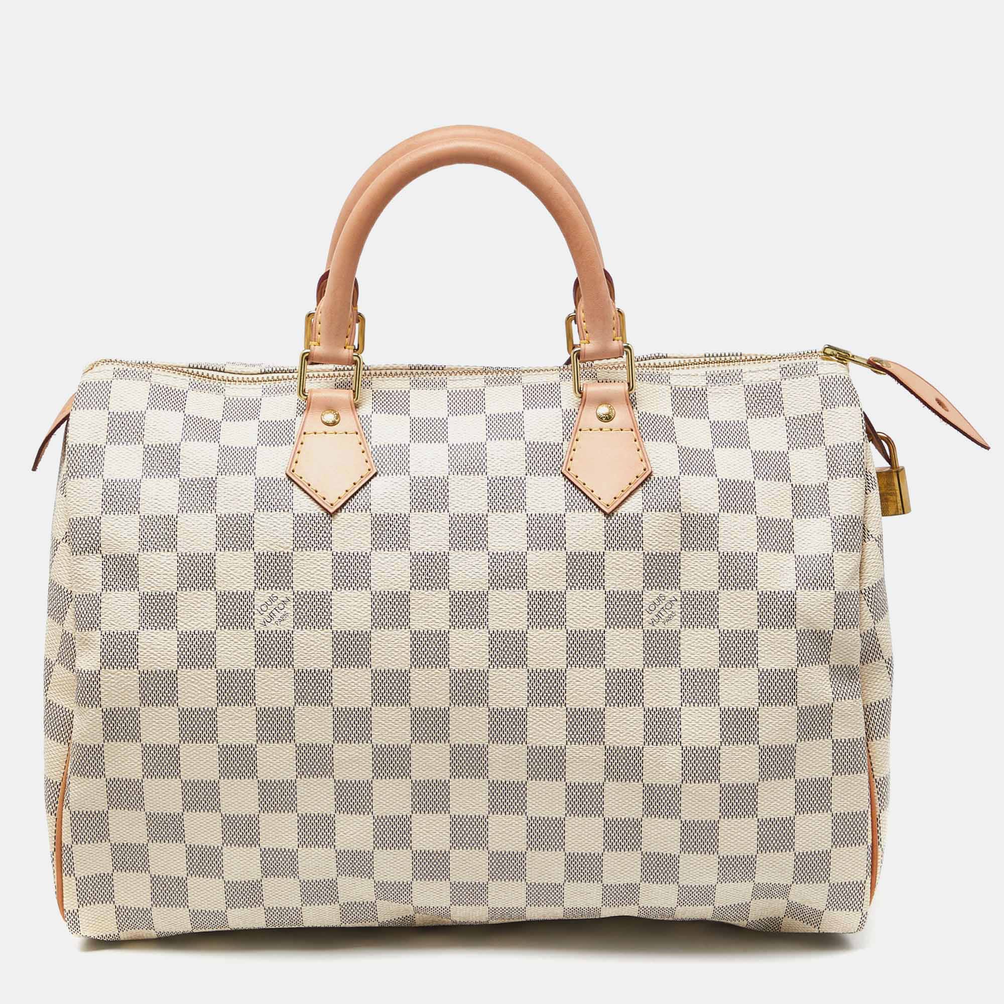 

Louis Vuitton Damier Azur Canvas Speedy 35 Bag, White