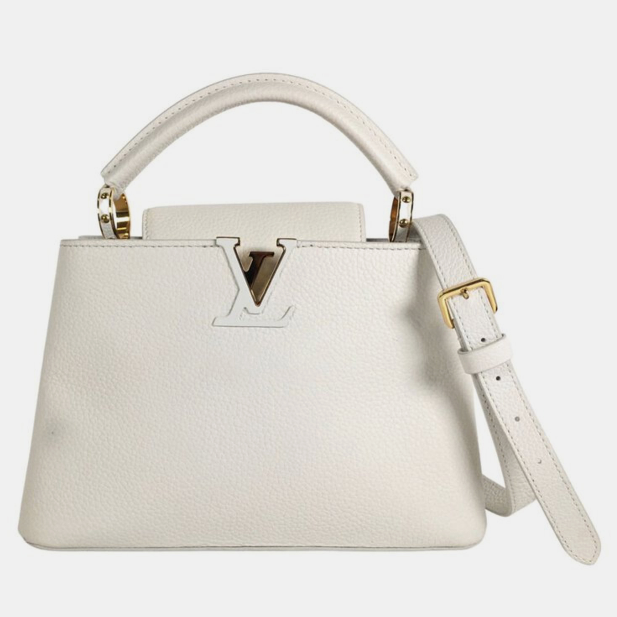 

Louis Vuitton White Taurillon Leather Capucines BB Top Handle Bag