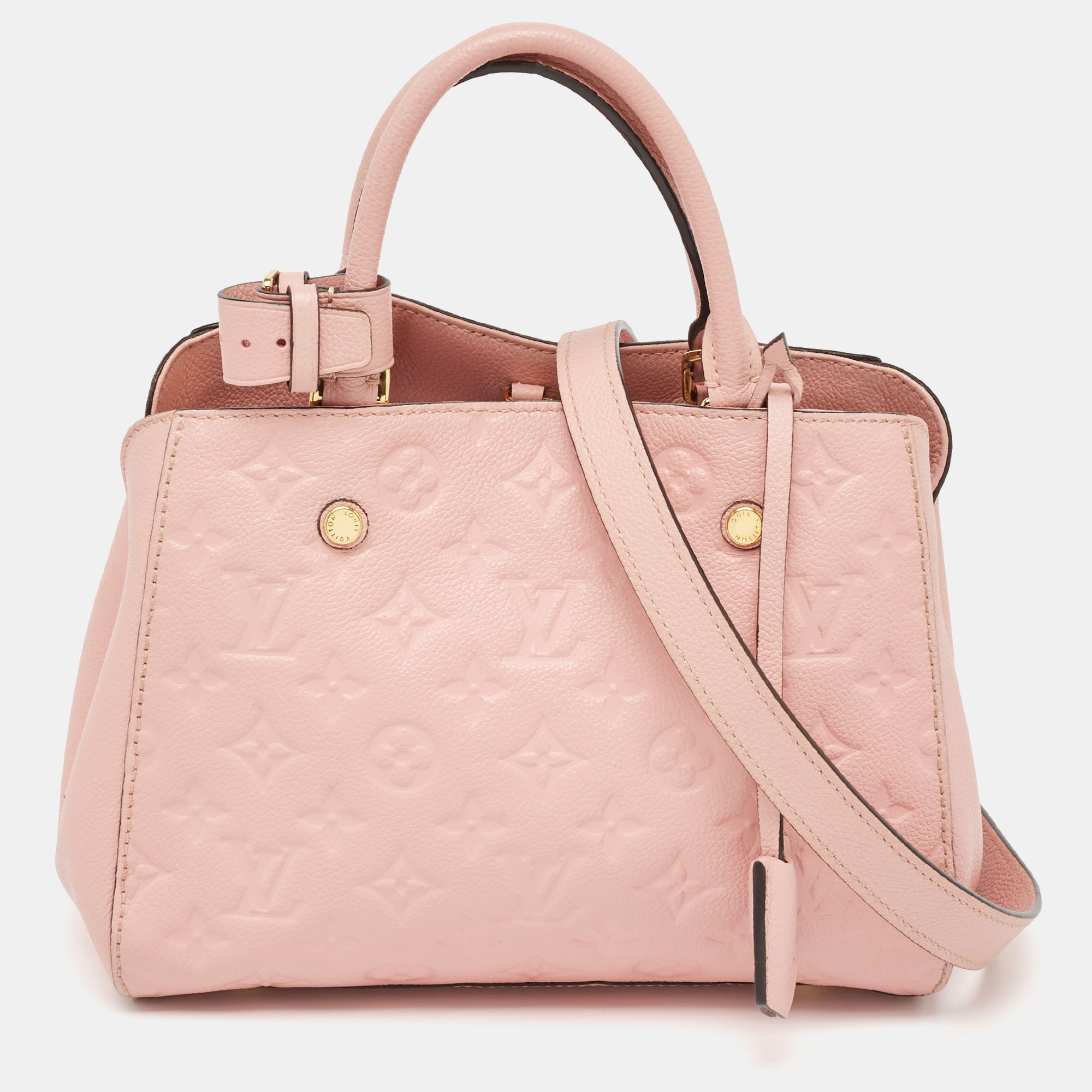 

Louis Vuitton Rose Ballerine Monogram Empreinte Leather Montaigne BB Bag, Pink