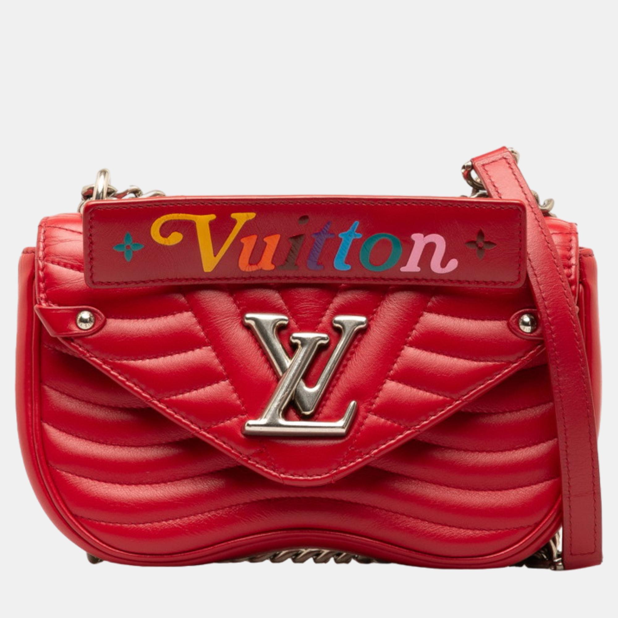 Pre-owned Louis Vuitton Red Leather New Wave Chain Shoulder Bag