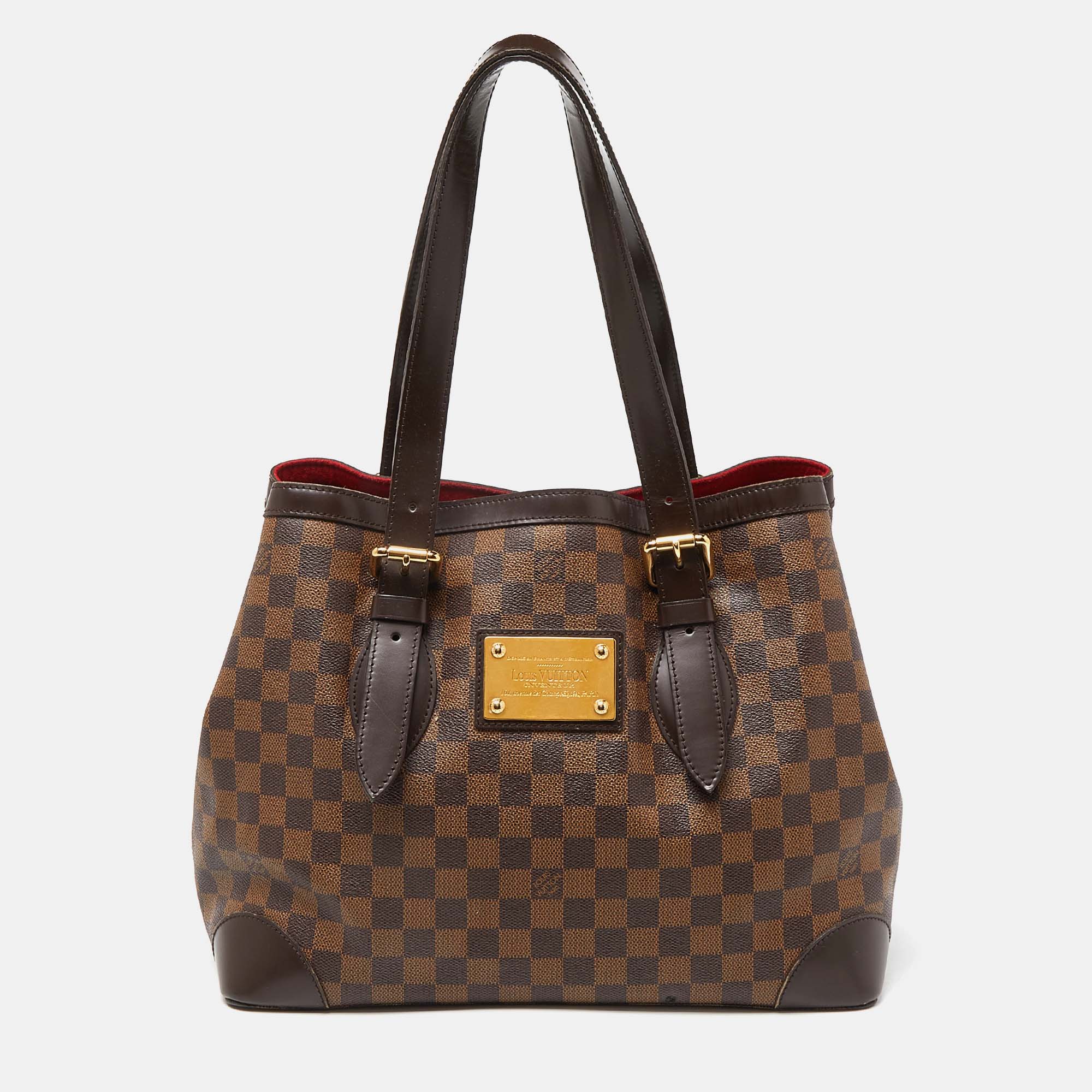 Pre-owned Louis Vuitton Damier Ebene Canvas Hampstead Mm Bag In Brown