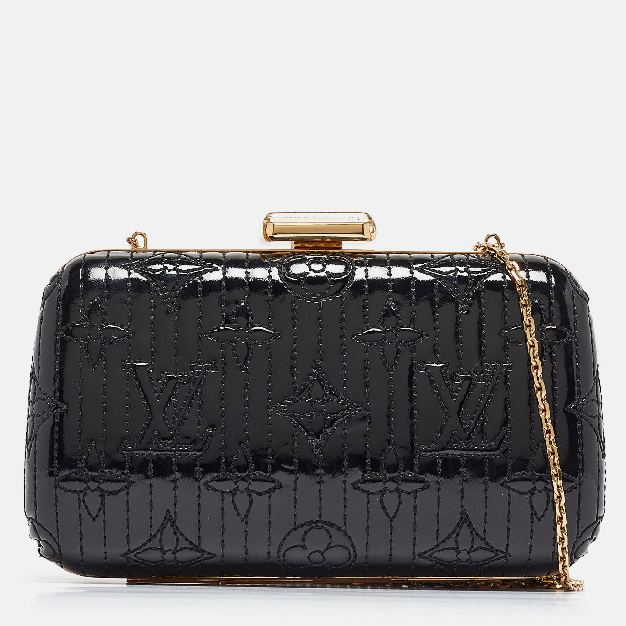 

Louis Vuitton Monogram Vernis Limited Edition Minaudiere Motard Clutch Bag, Black