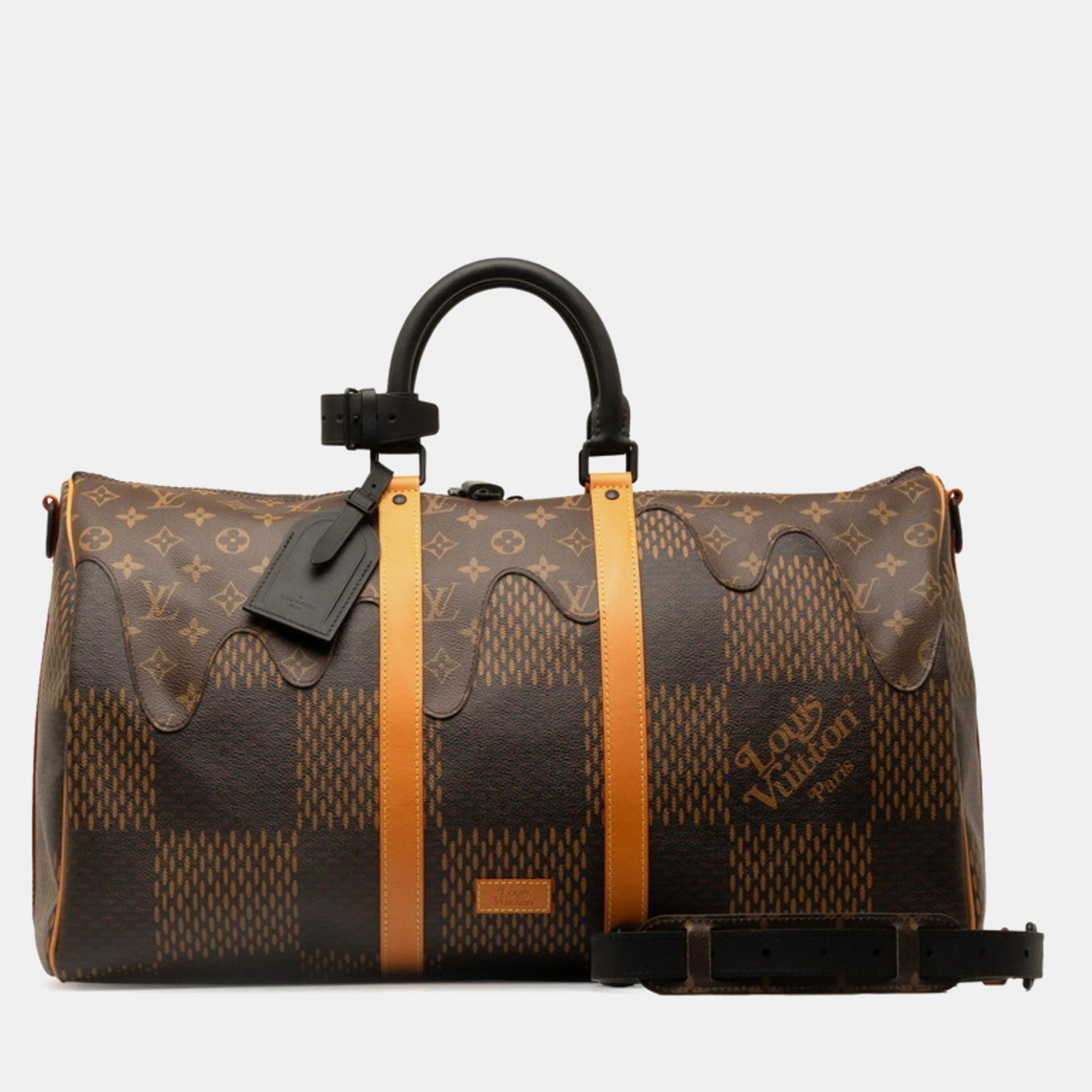 

Louis Vuitton Louis Vuitton x Nigo Giant Damier Ebene Monogram Keepall Bandouliere 50 Boston Bag, Brown