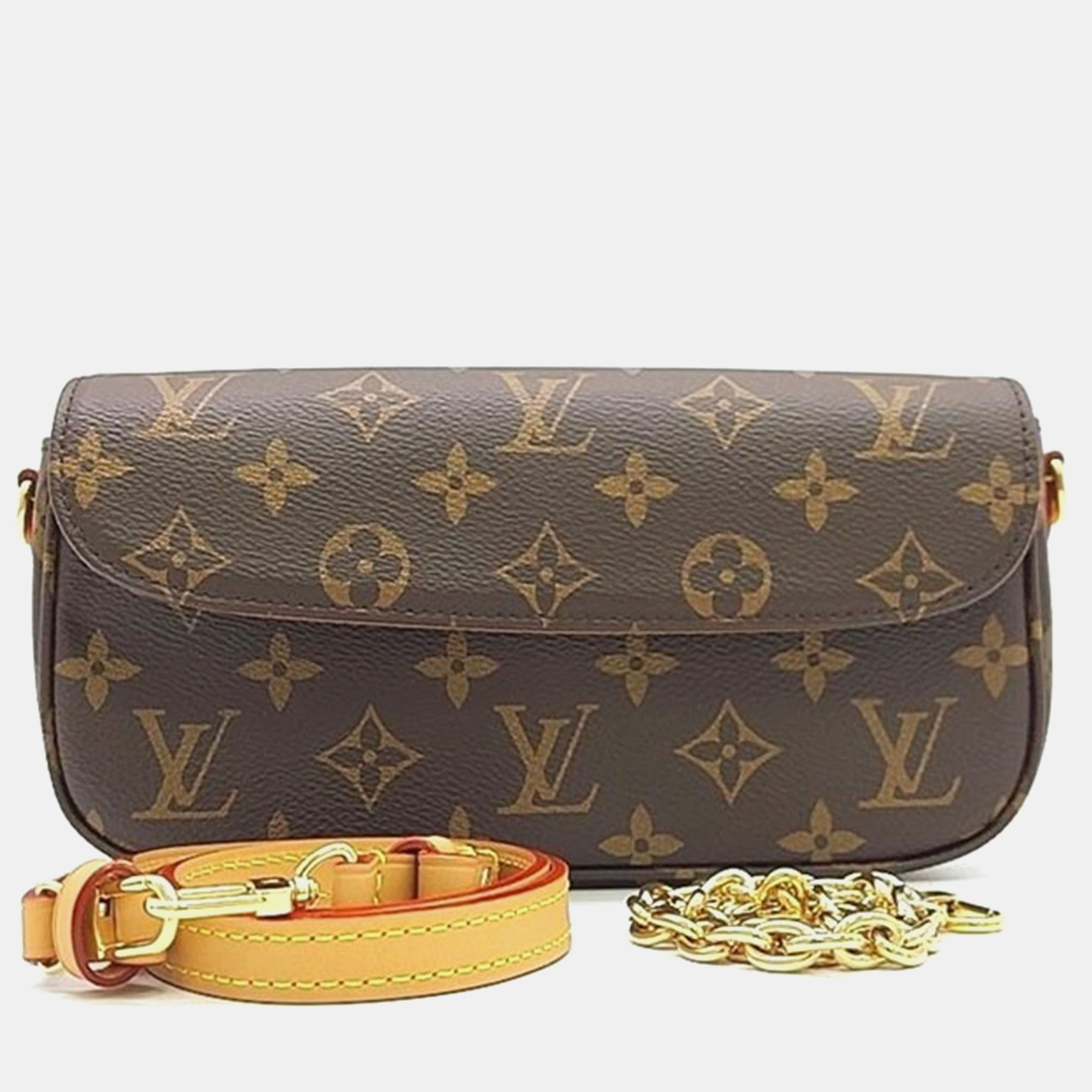 Pre-owned Louis Vuitton Ivy Monogram Wallet On Chain In Brown