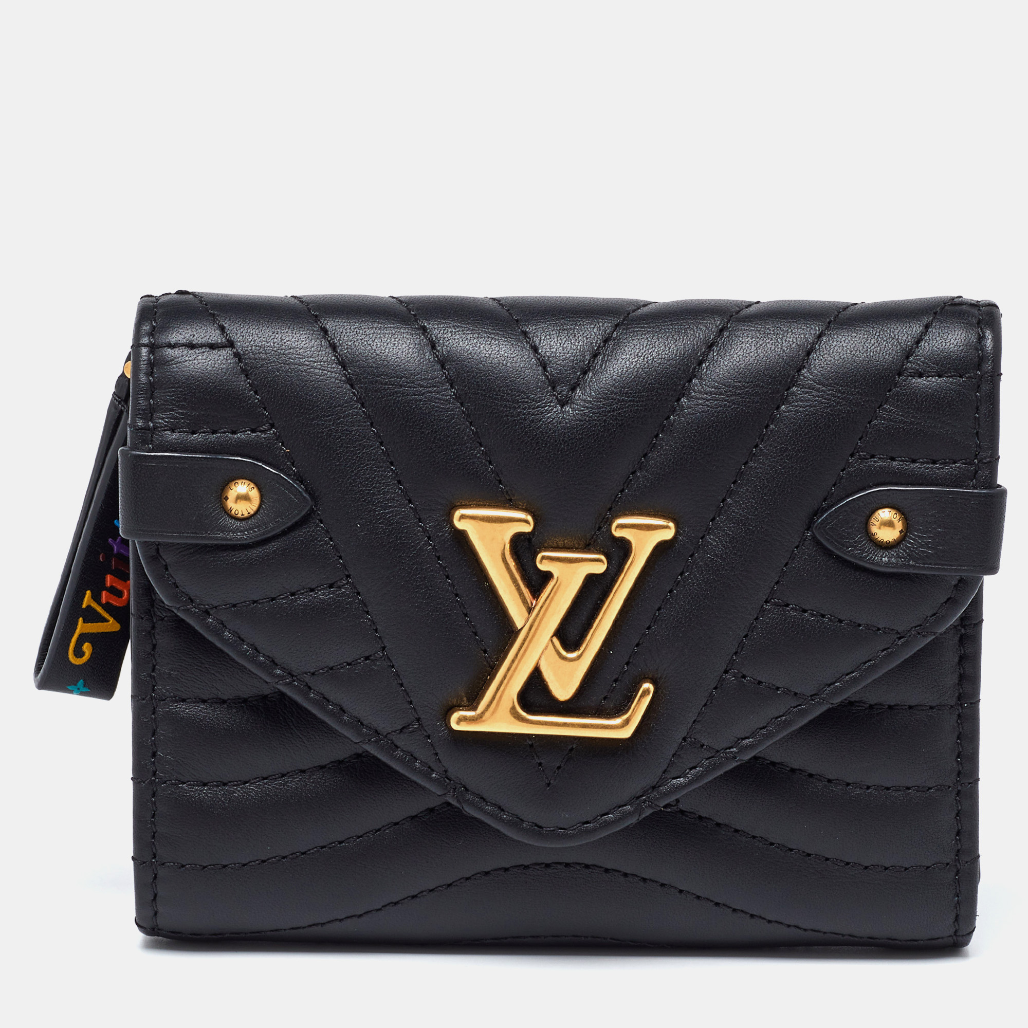 

Louis Vuitton Black Leather New Wave Compact Wallet