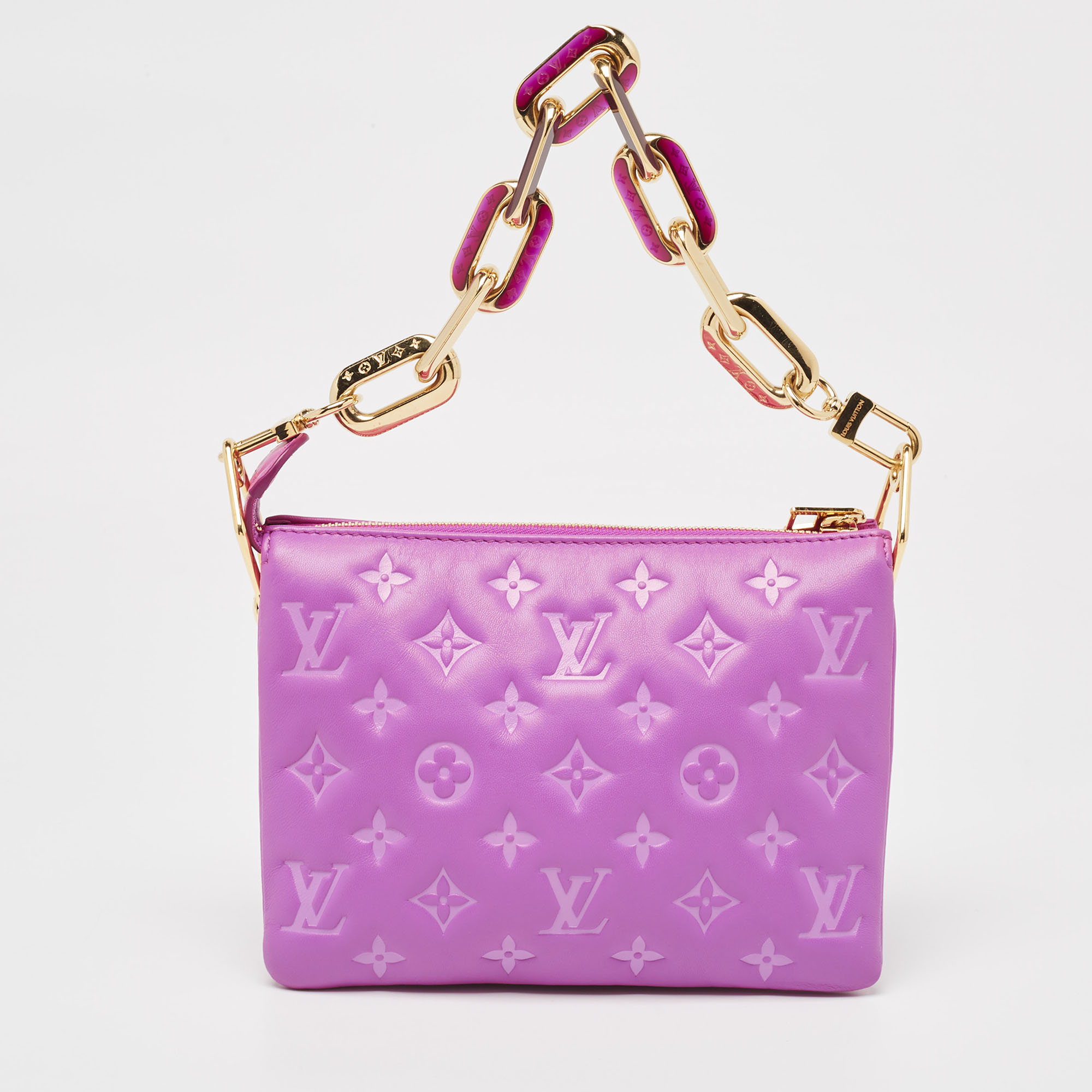 

Louis Vuitton Orchid Monogram Embossed Leather Coussin BB Bag, Purple