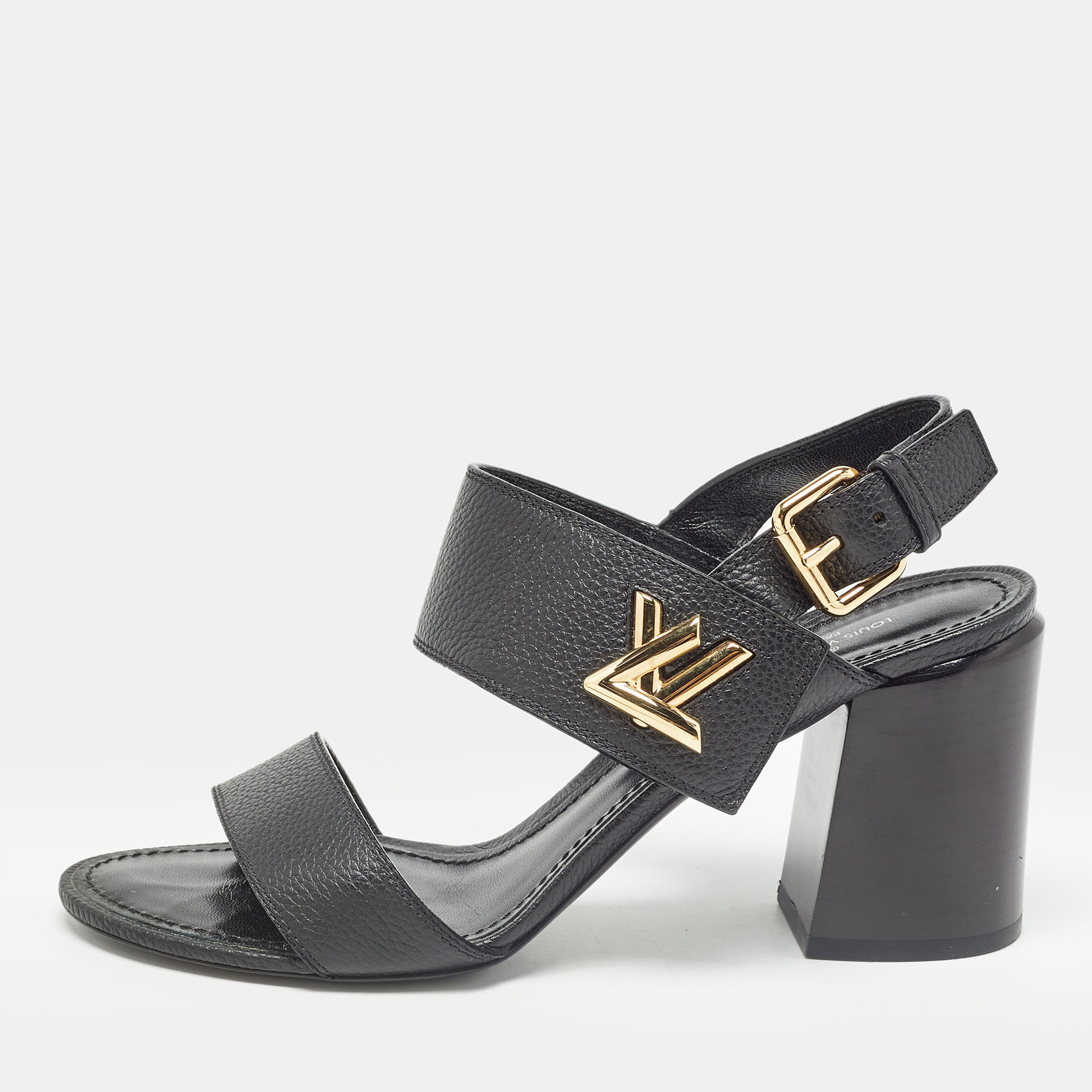 

Louis Vuitton Black Leather Horizon Slingback Sandals Size