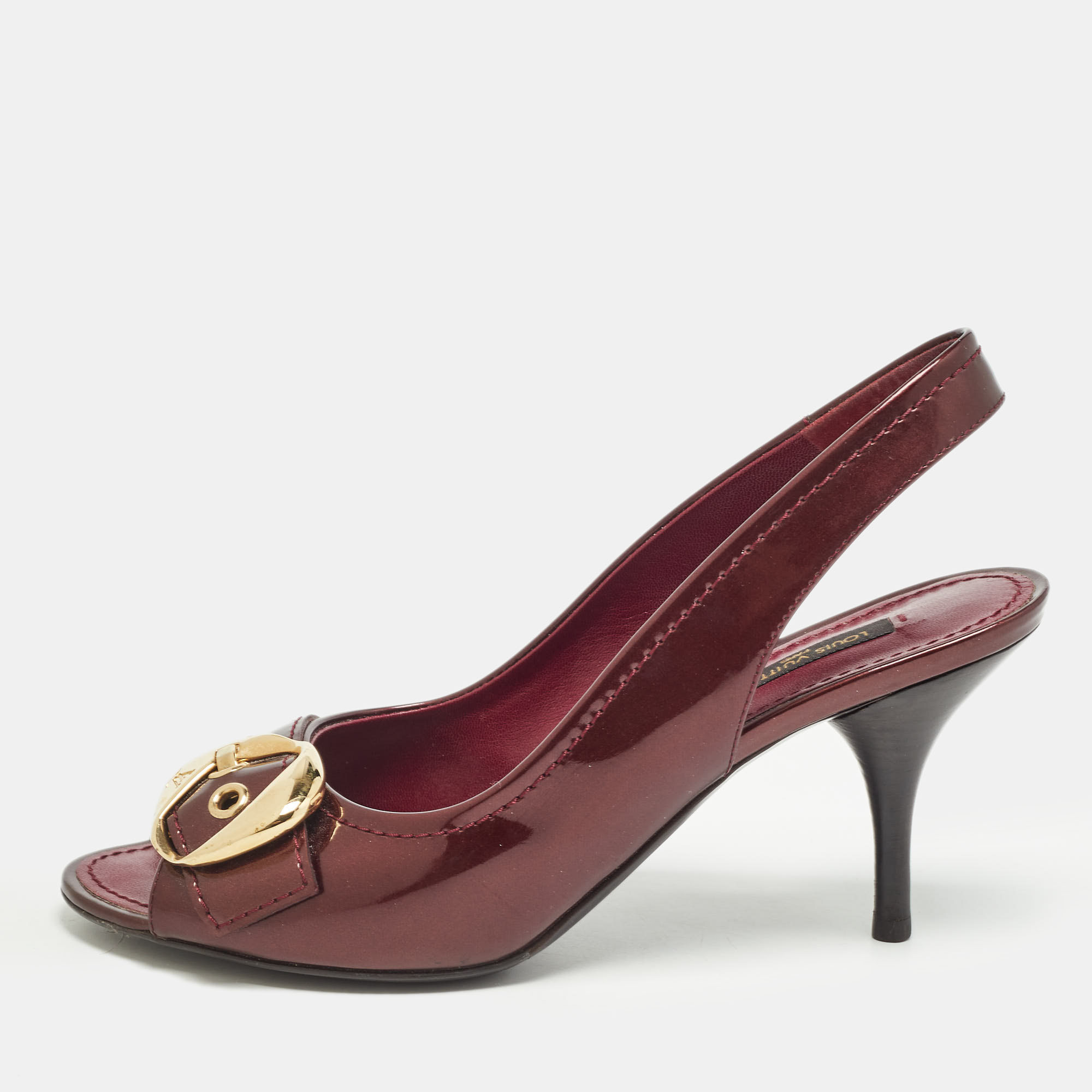 

Louis Vuitton Burgundy Patent Leather Slingback Sandals Size