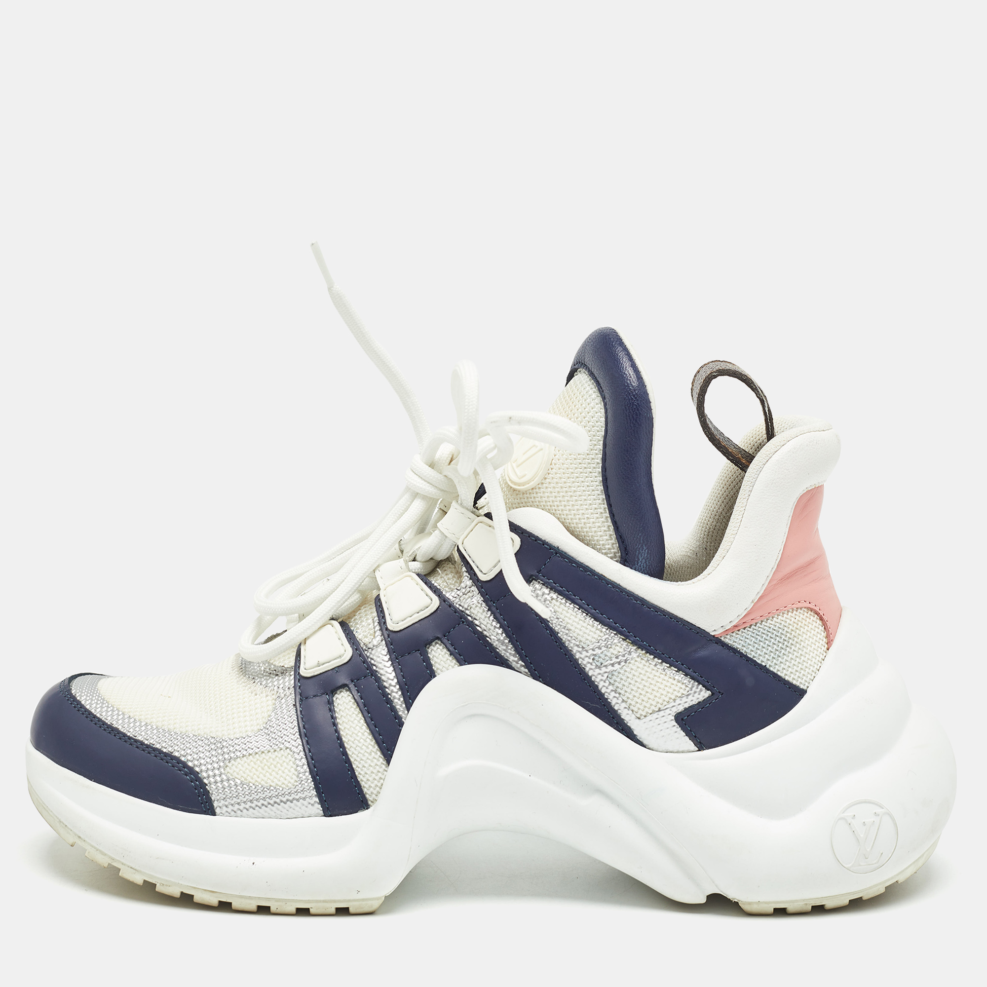 

Louis Vuitton White/Navy blue Mesh and Leather Archlight Sneakers Size, Multicolor