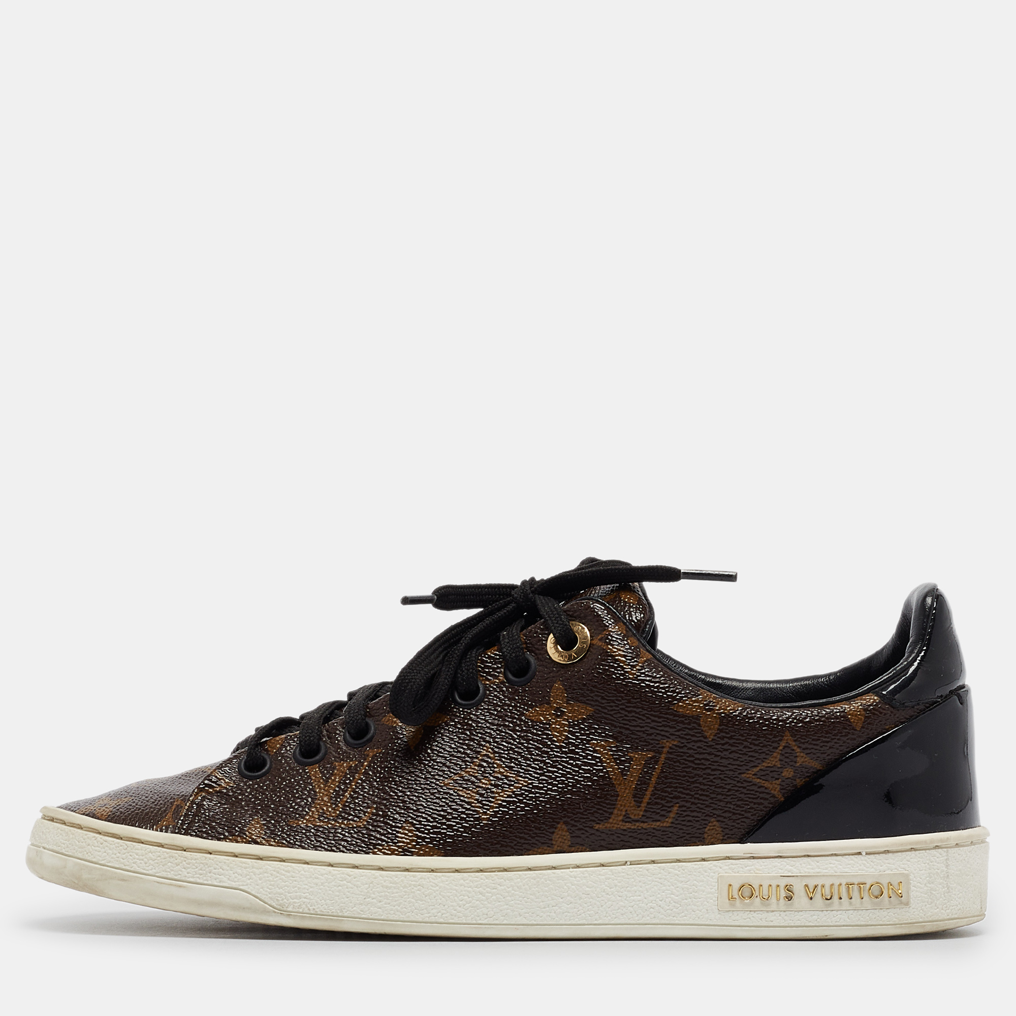 

Louis Vuitton Brown/Black Monogram Canvas and Leather Frontrow Sneakers Size